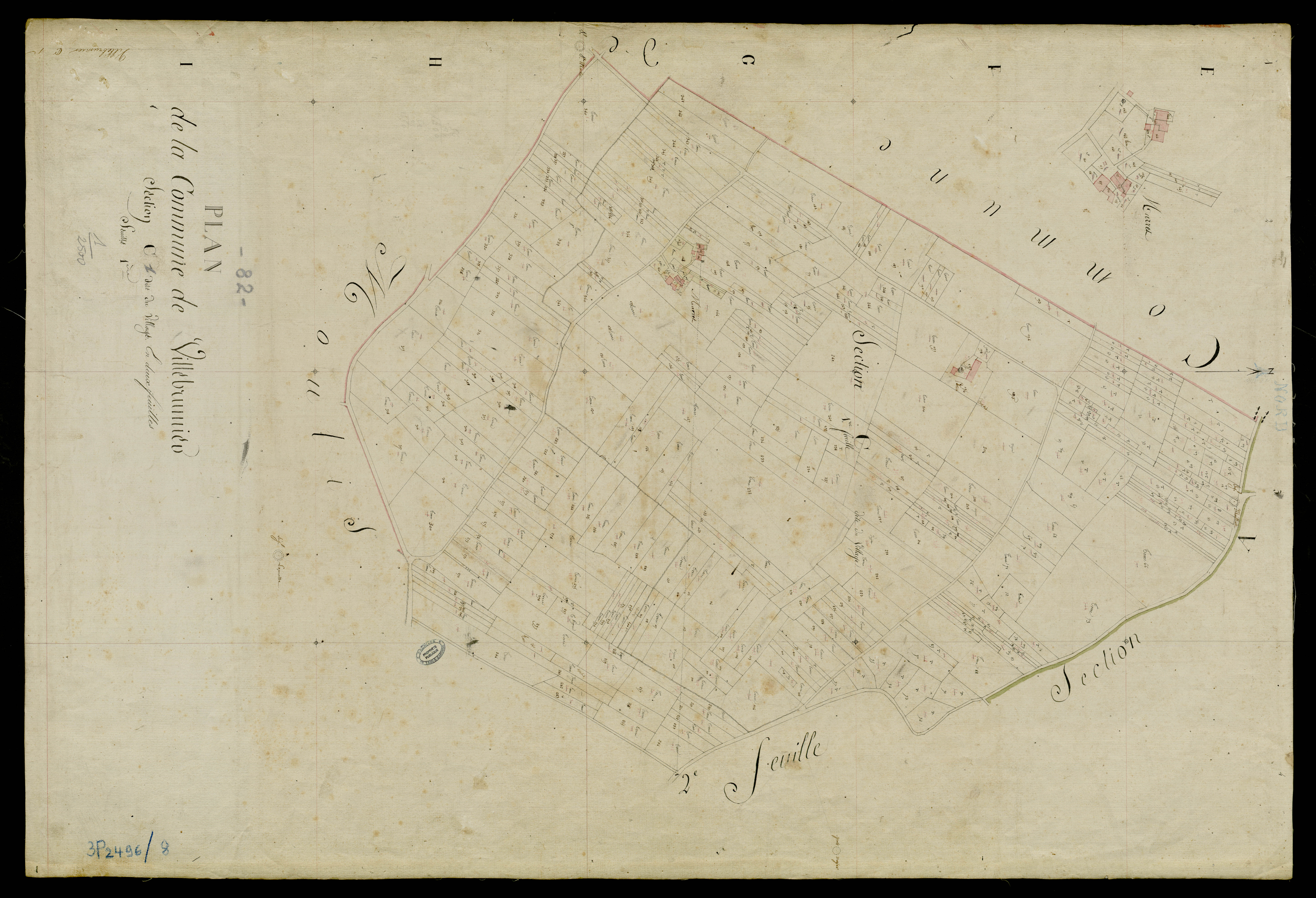 Villebrumier - Section C - Le Village, 1ère feuille