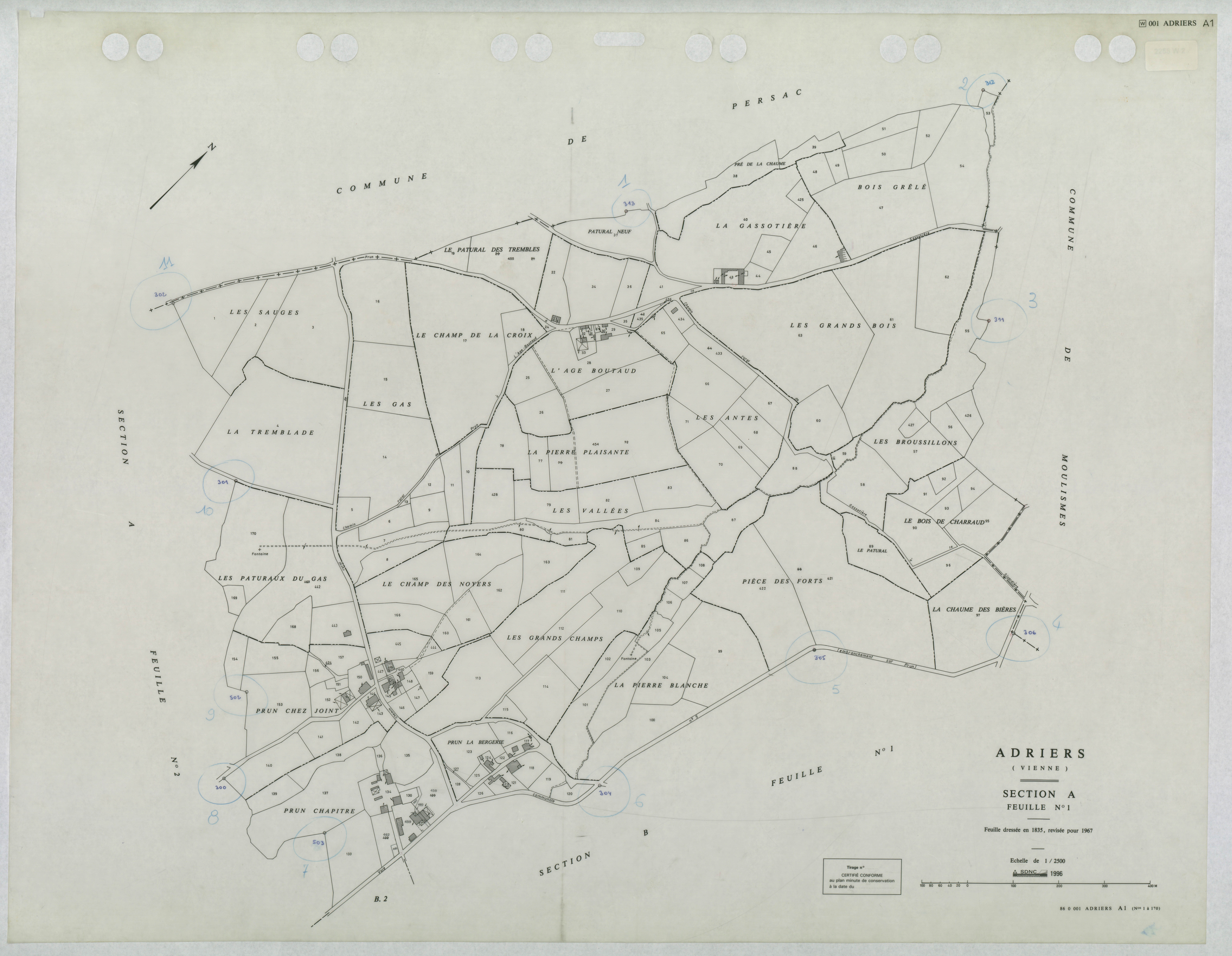 Adriers - FRAD086_cadastre Plans mis à jour 