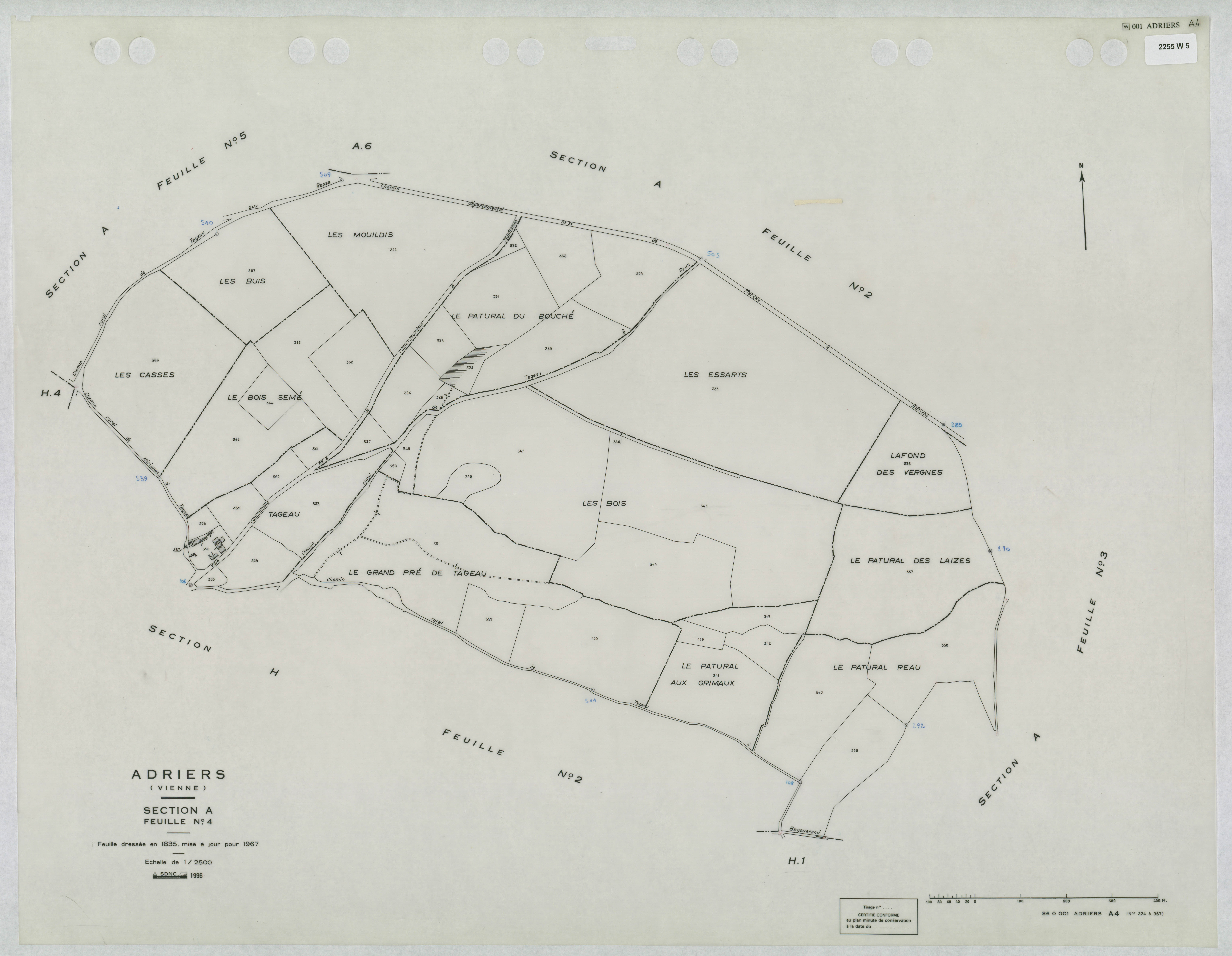 Adriers - FRAD086_cadastre Plans mis à jour 