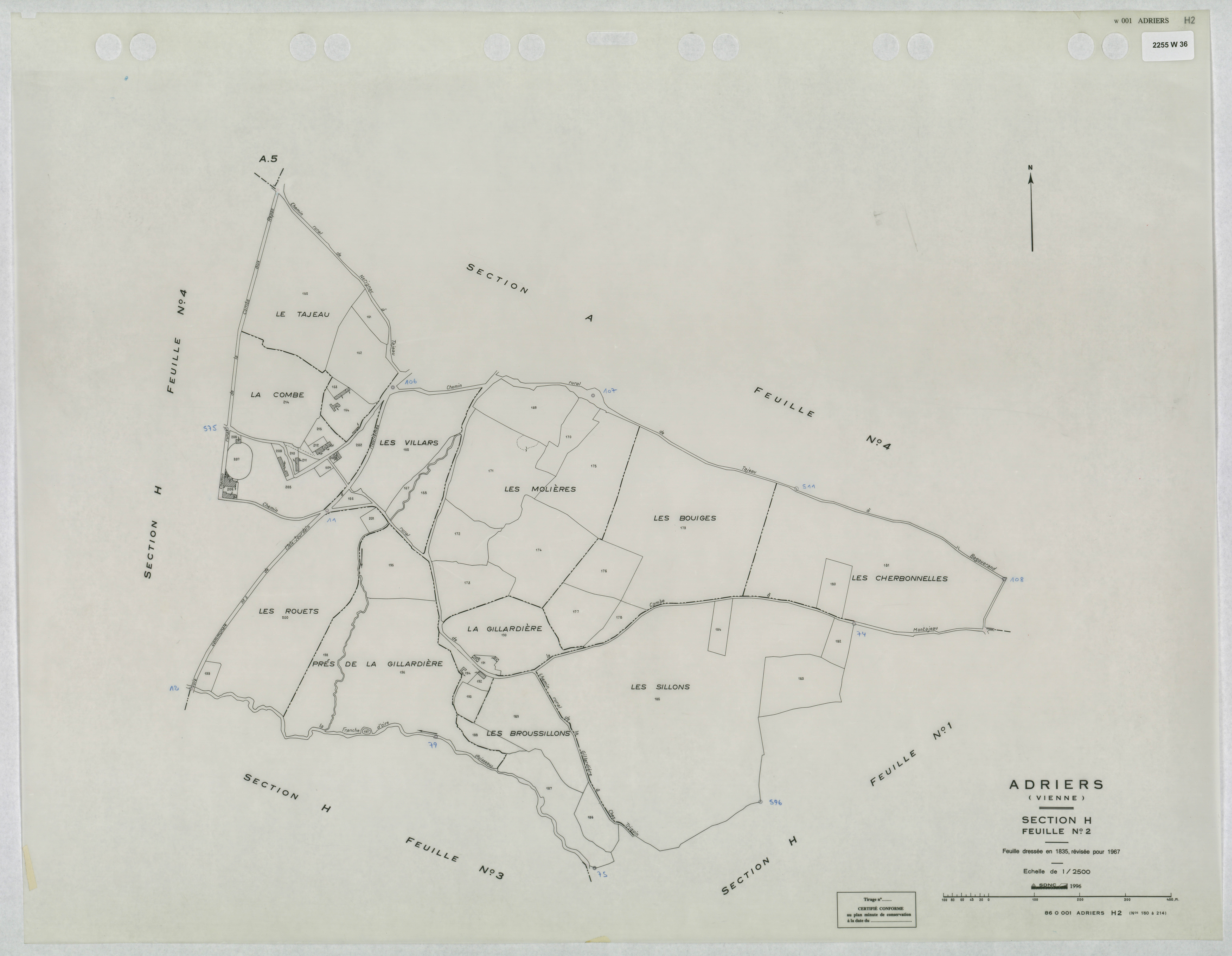 Adriers - FRAD086_cadastre Plans mis à jour 