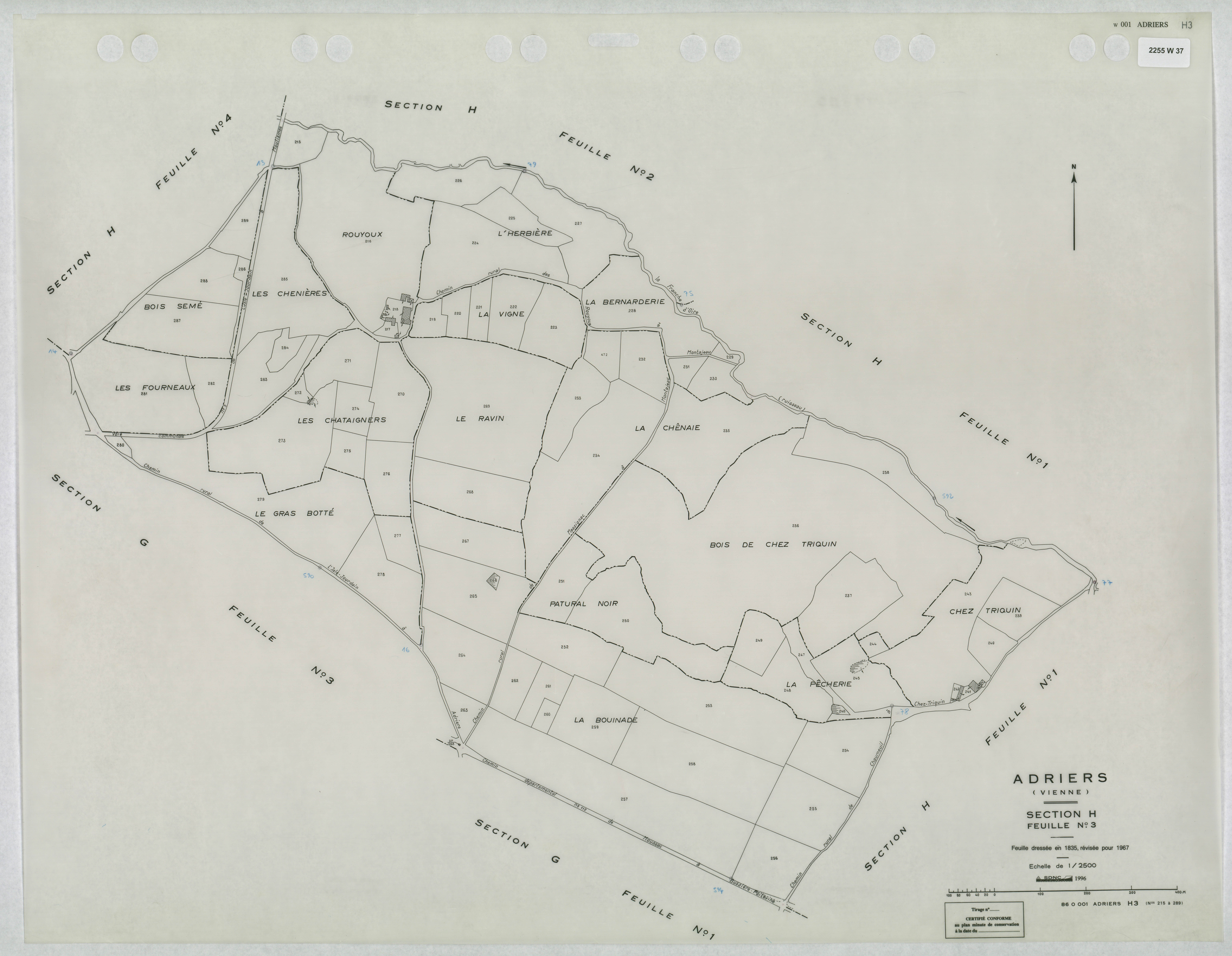 Adriers - FRAD086_cadastre Plans mis à jour 