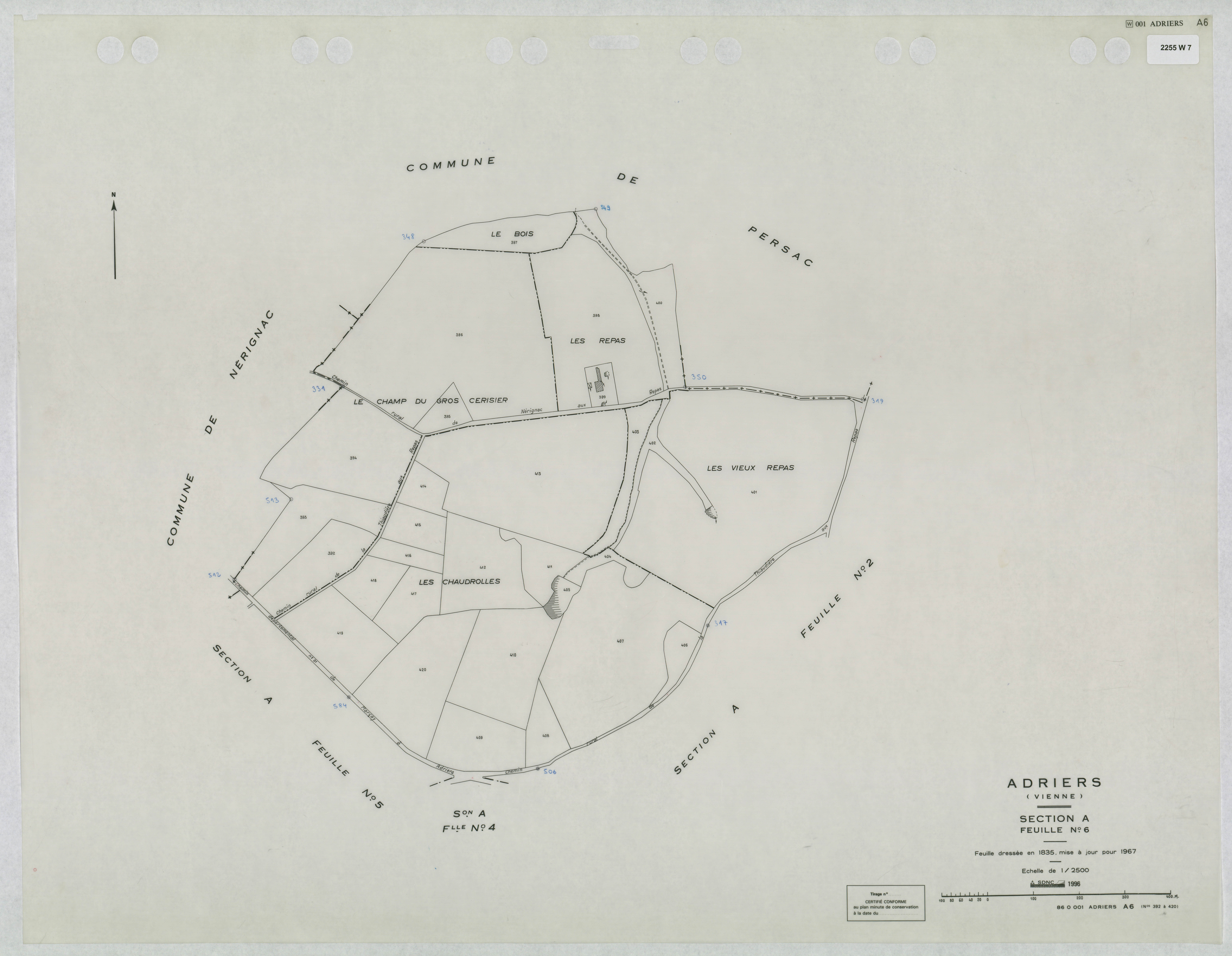 Adriers - FRAD086_cadastre Plans mis à jour 
