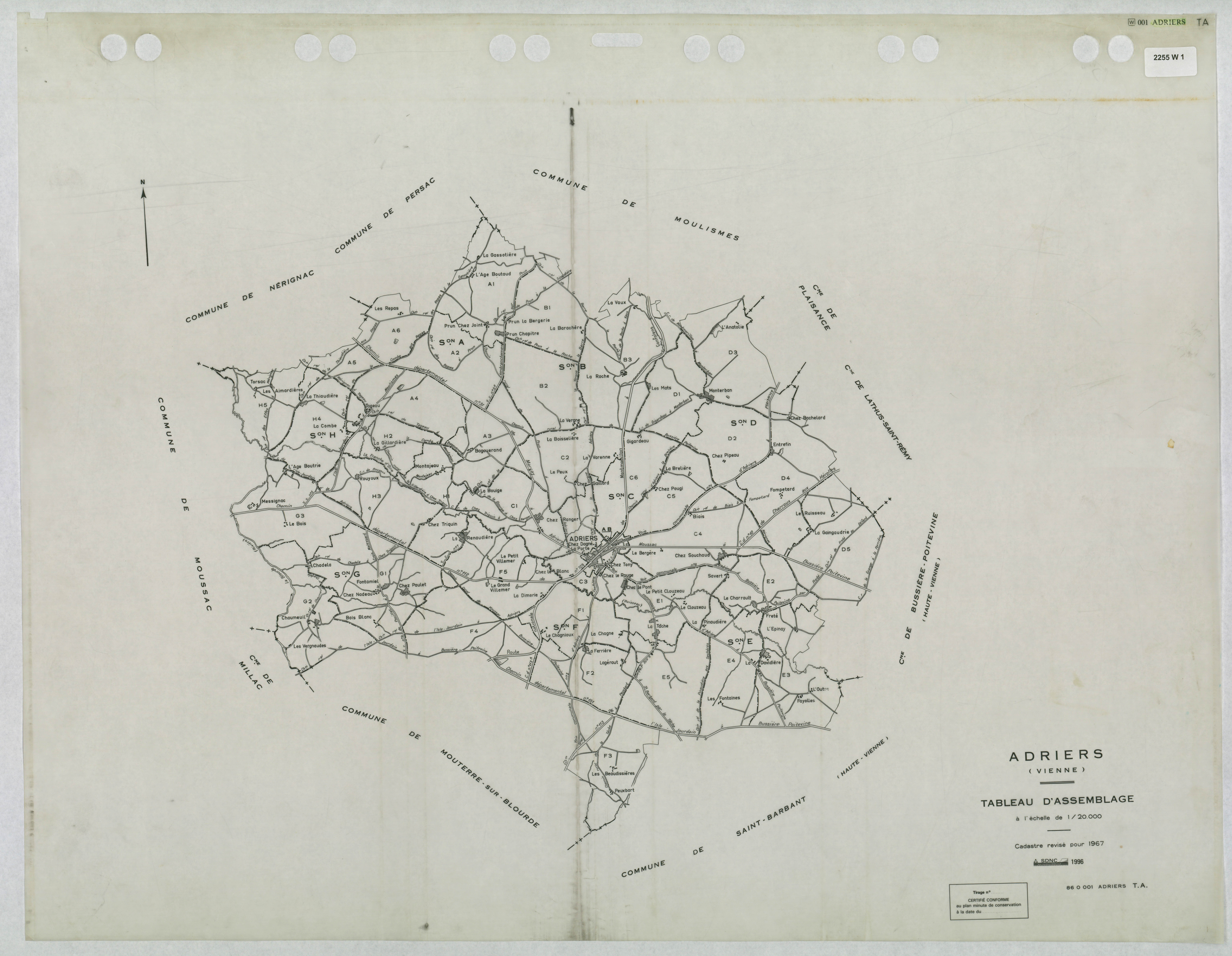 Adriers - FRAD086_cadastre Tableau d'assemblage (1 feuille) 