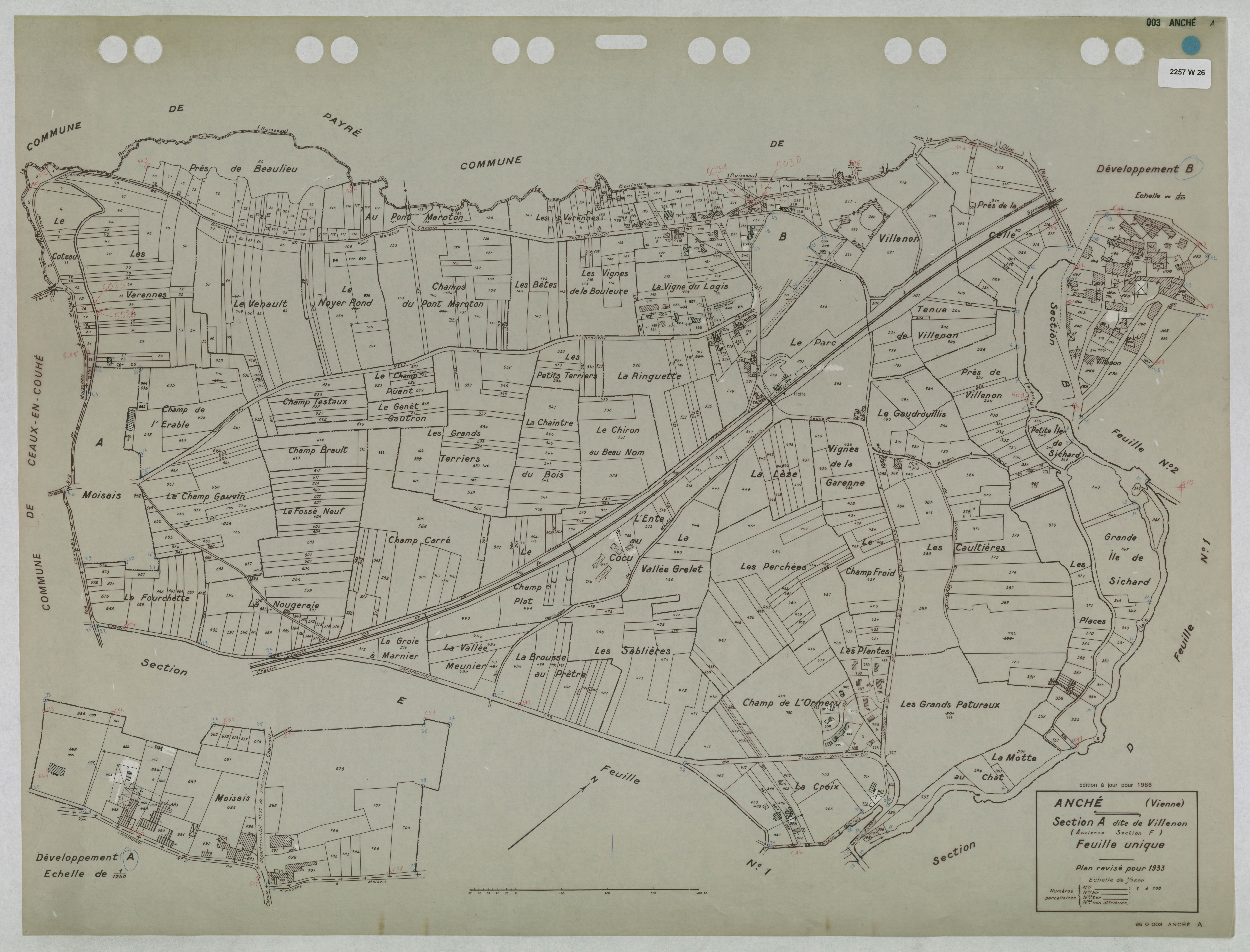 Anché - FRAD086_cadastre Plans mis à jour 