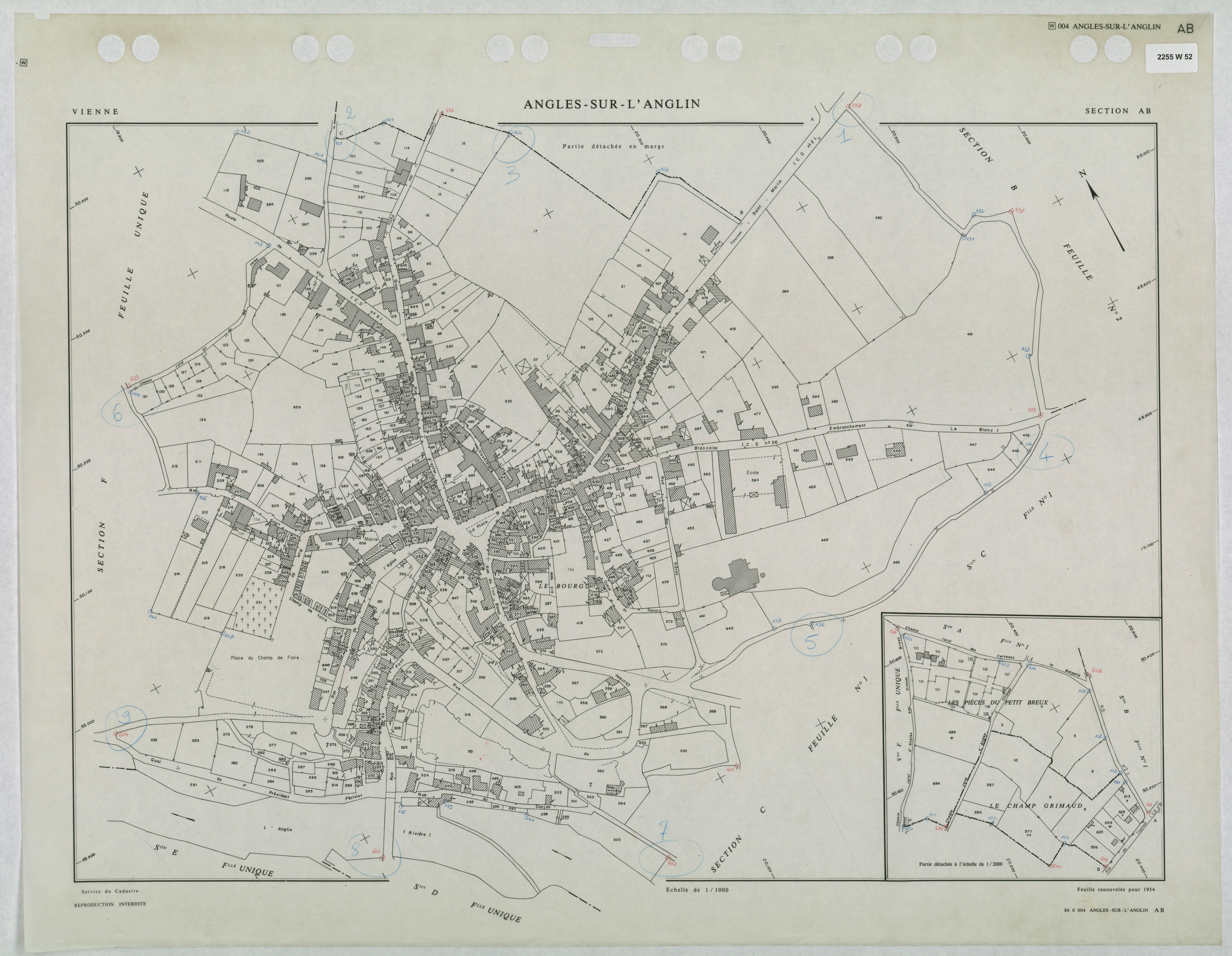 Angles-sur-l'Anglin - FRAD086_cadastre Plans mis à jour. 