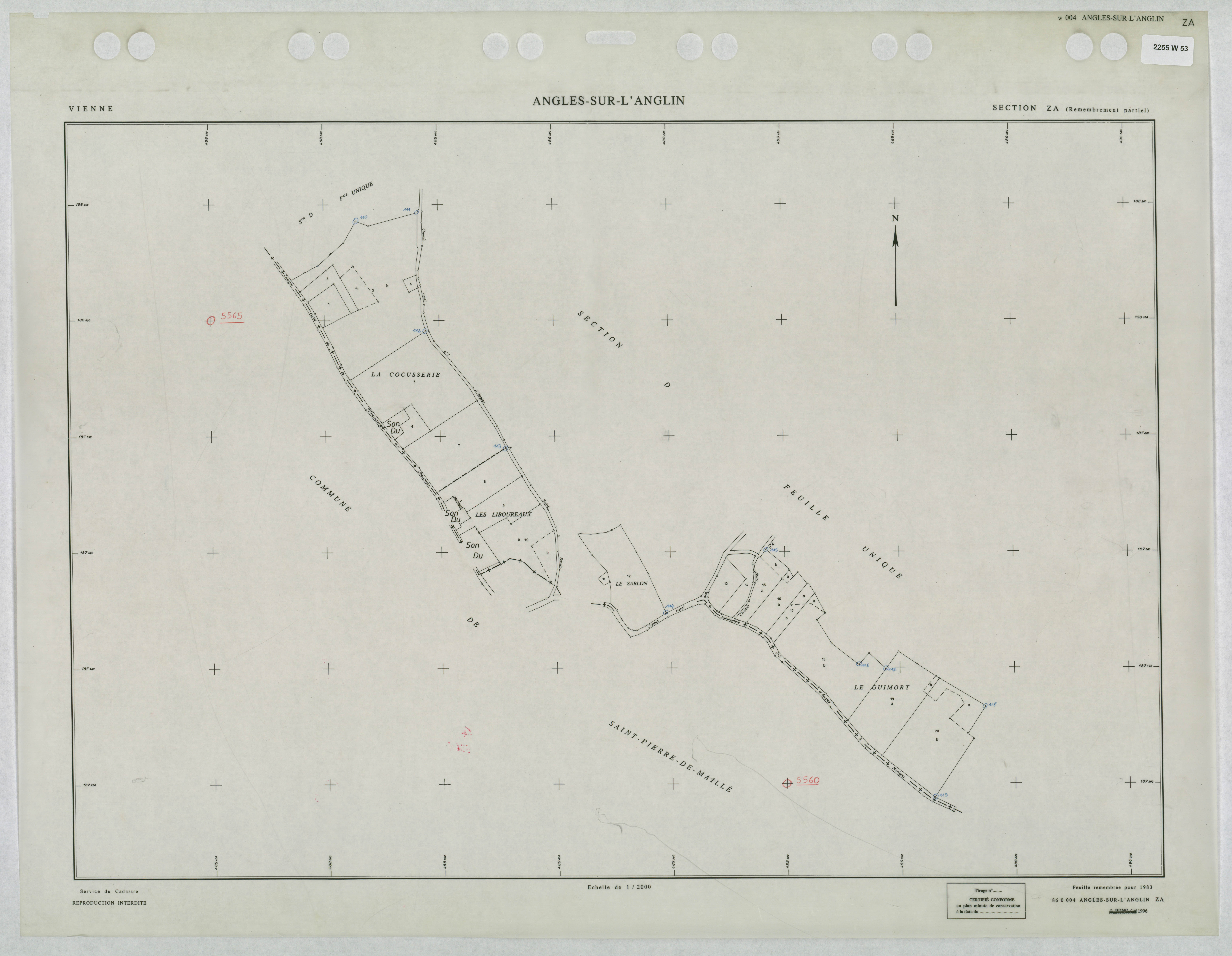 Angles-sur-l'Anglin - FRAD086_cadastre Plans remembré, section ZA 