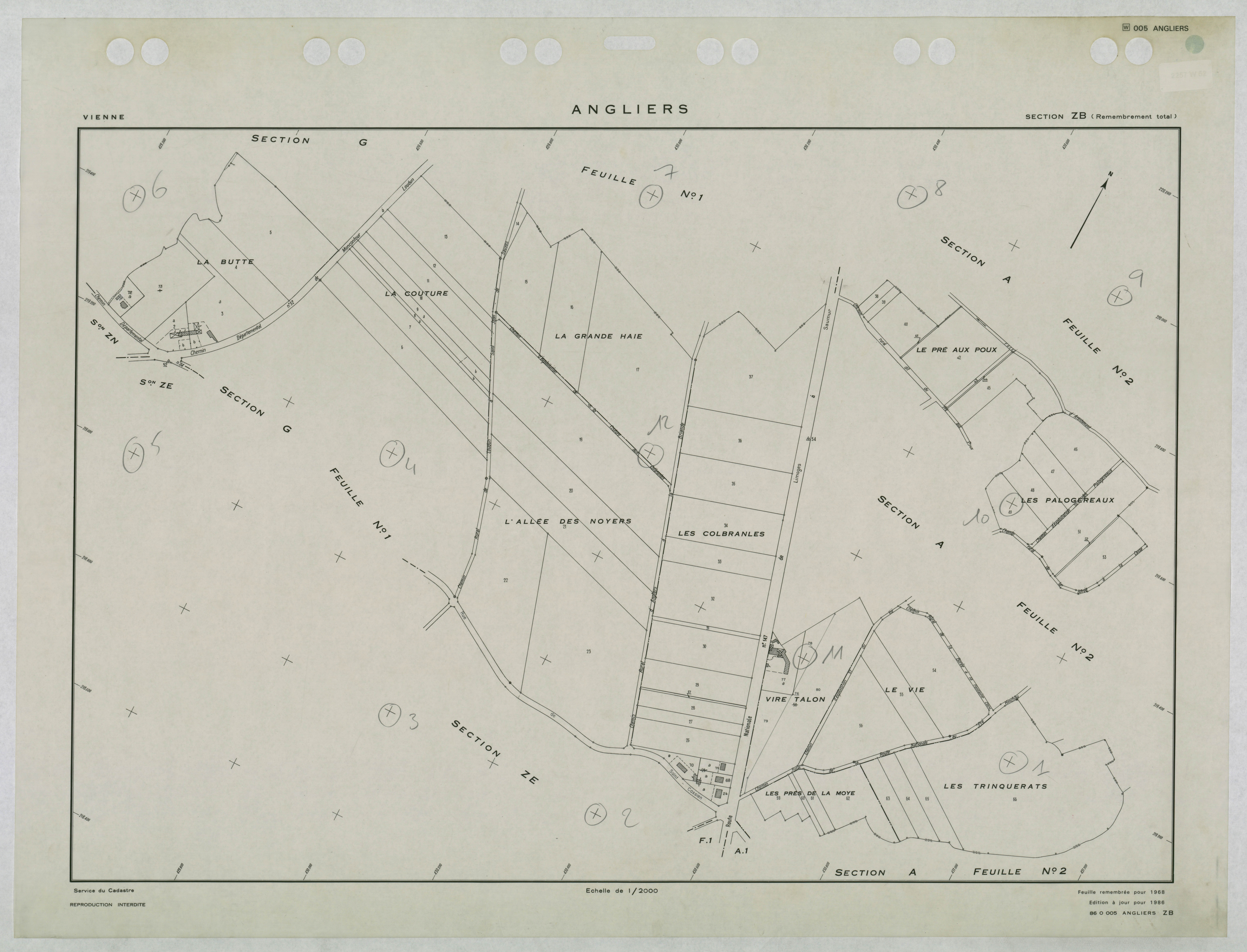 Angliers - FRAD086_cadastre Plans remembrés 
