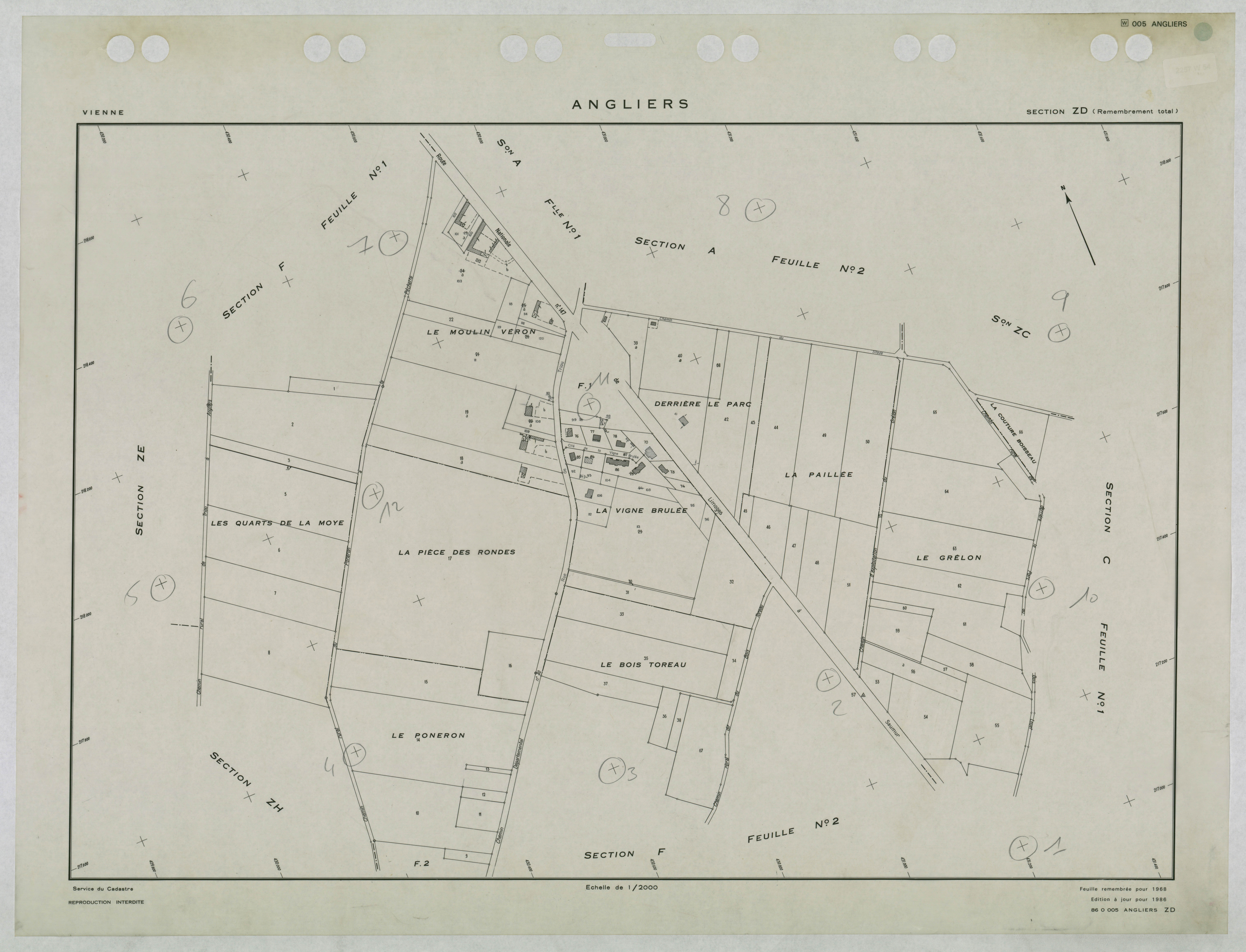 Angliers - FRAD086_cadastre Plans remembrés 