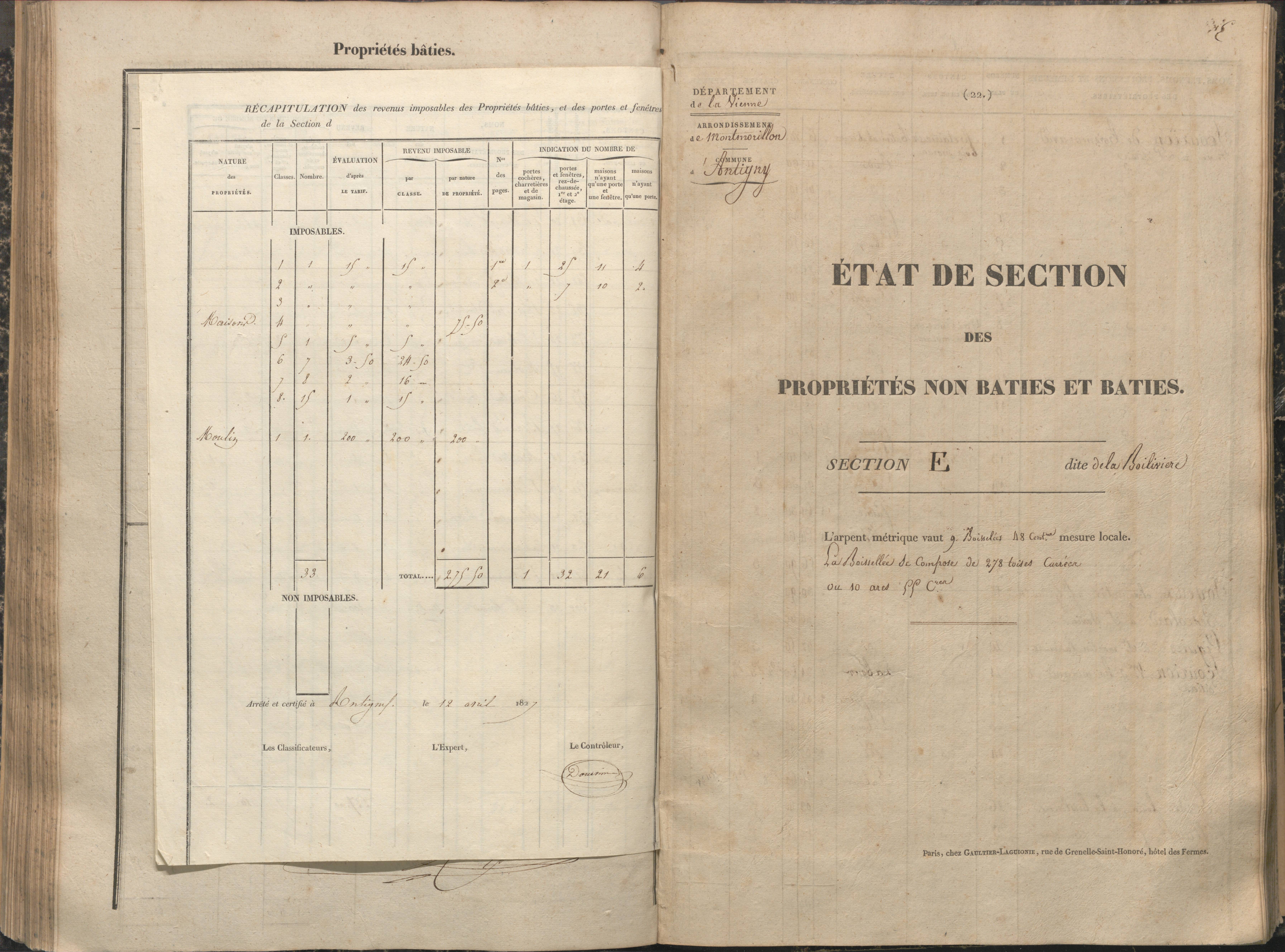 Antigny - FRAD086_cadastre Sections A-H 