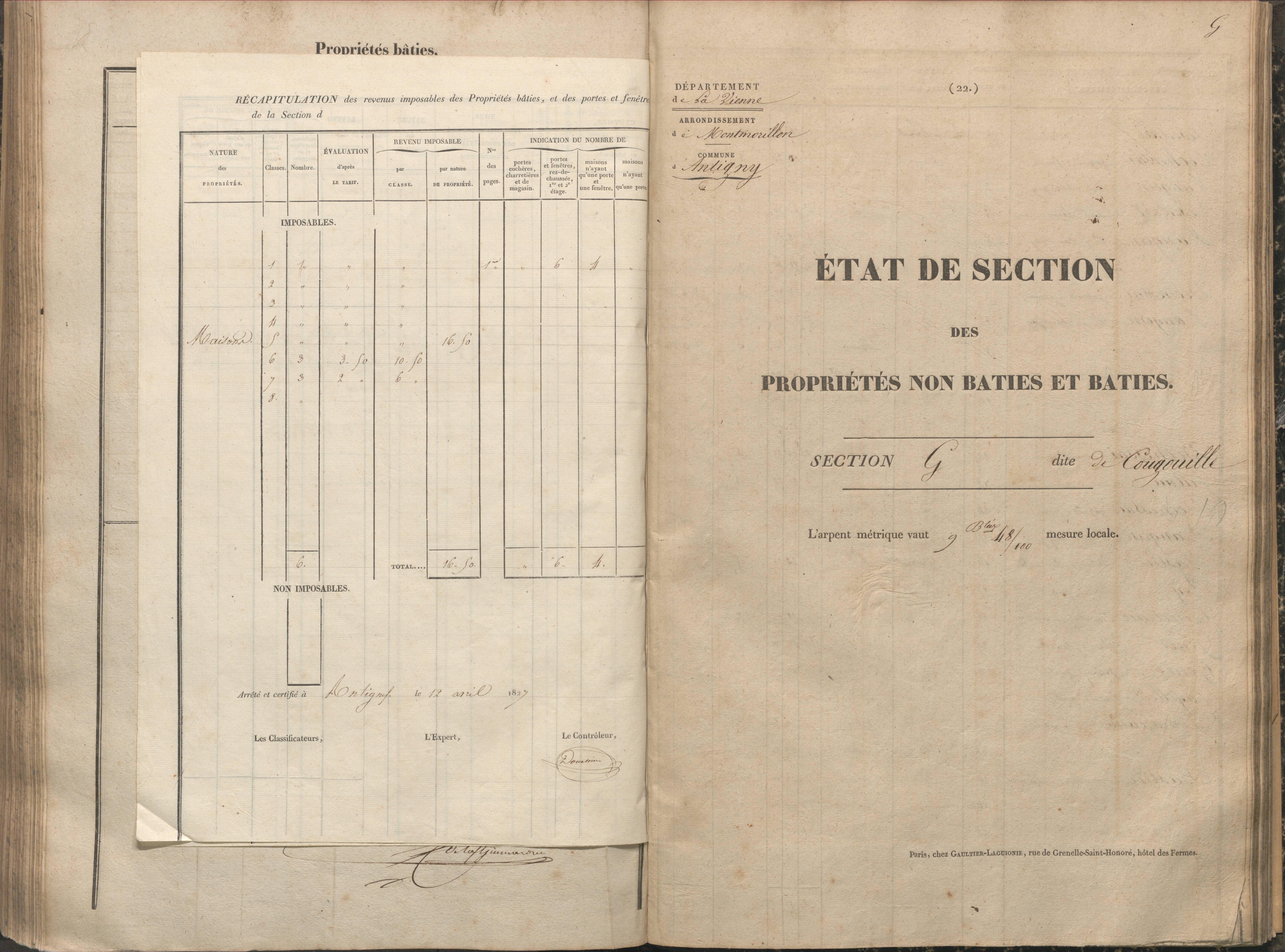 Antigny - FRAD086_cadastre Sections A-H 