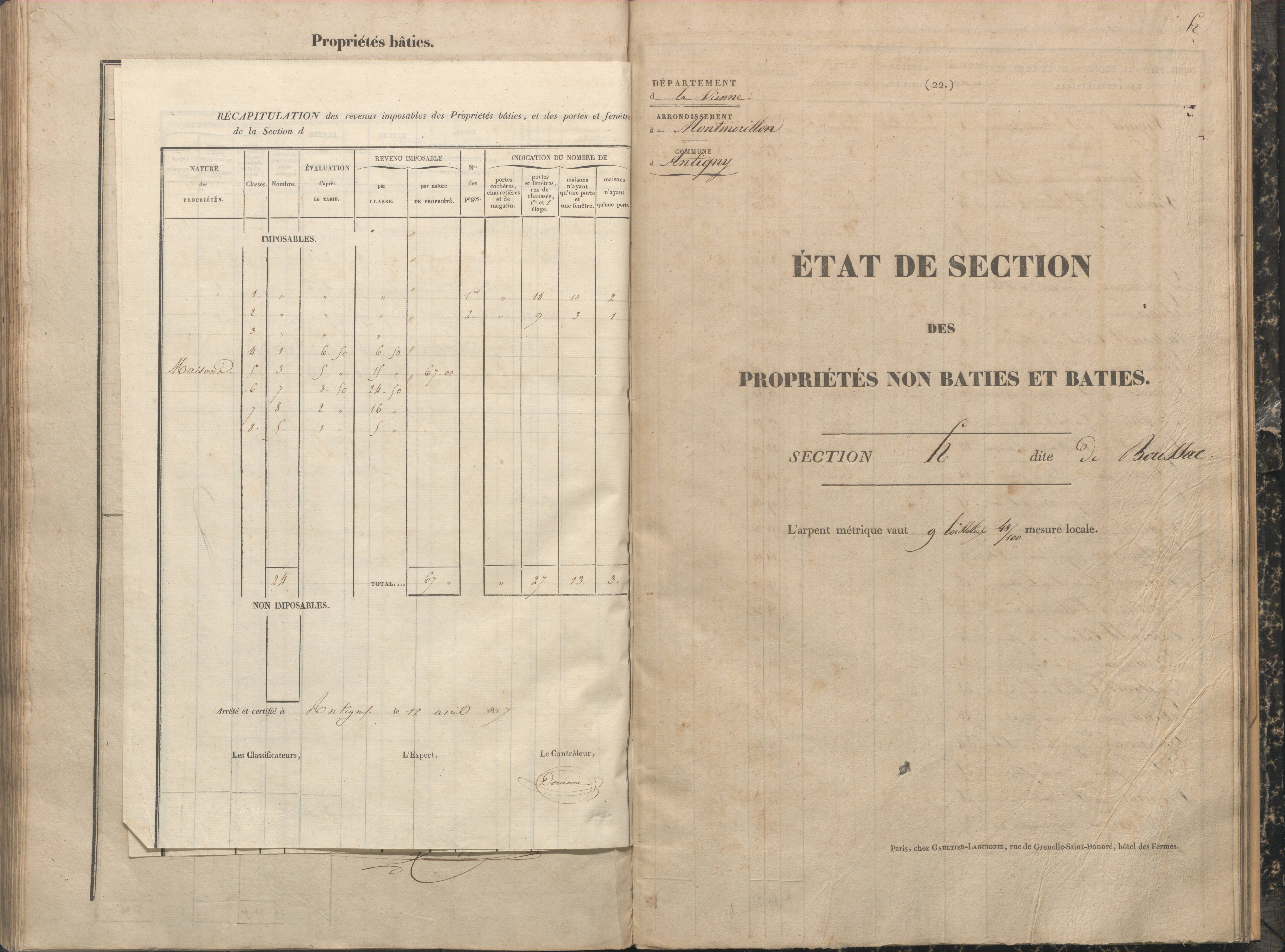 Antigny - FRAD086_cadastre Sections A-H 