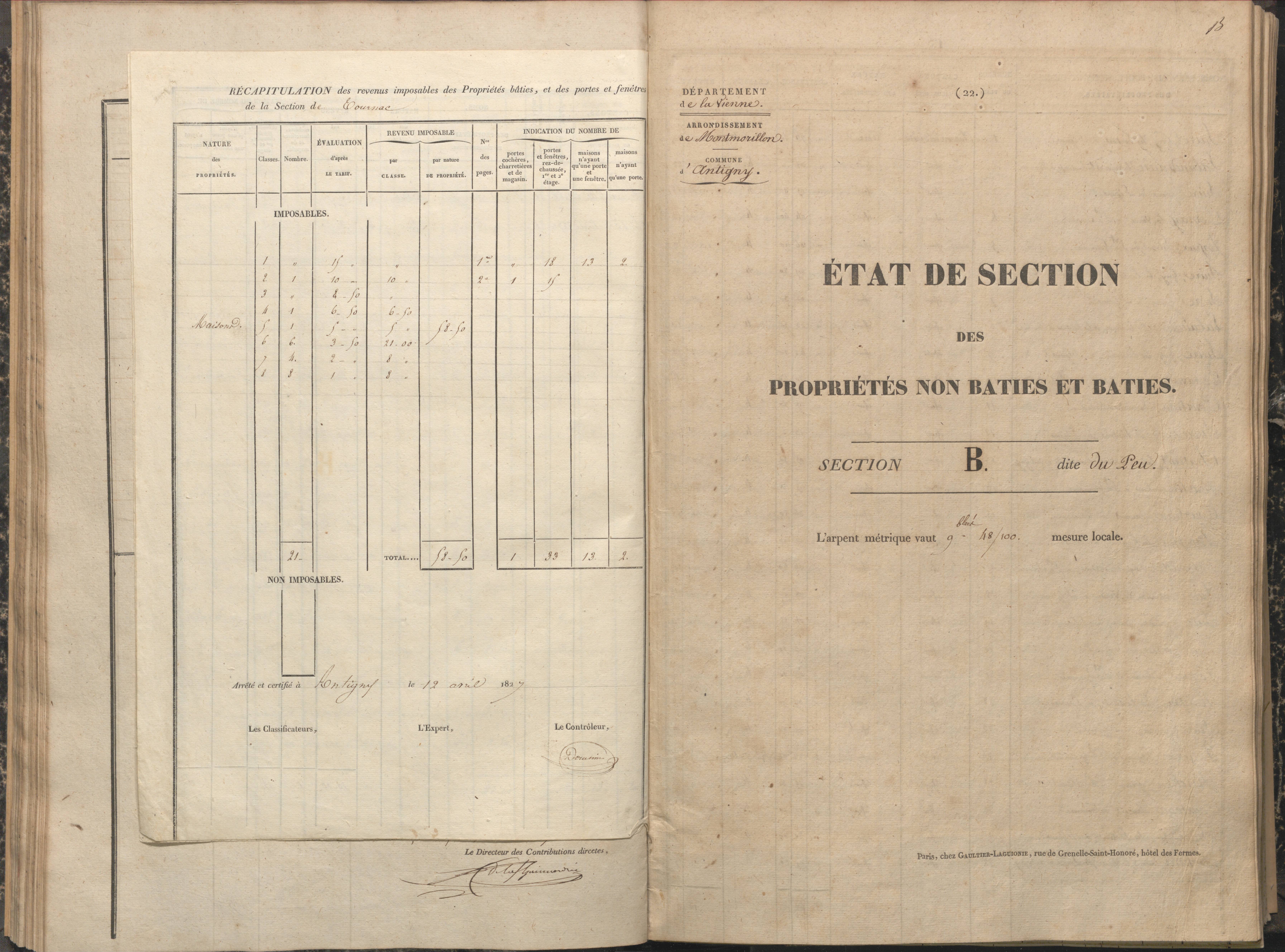Antigny - FRAD086_cadastre Sections A-H 