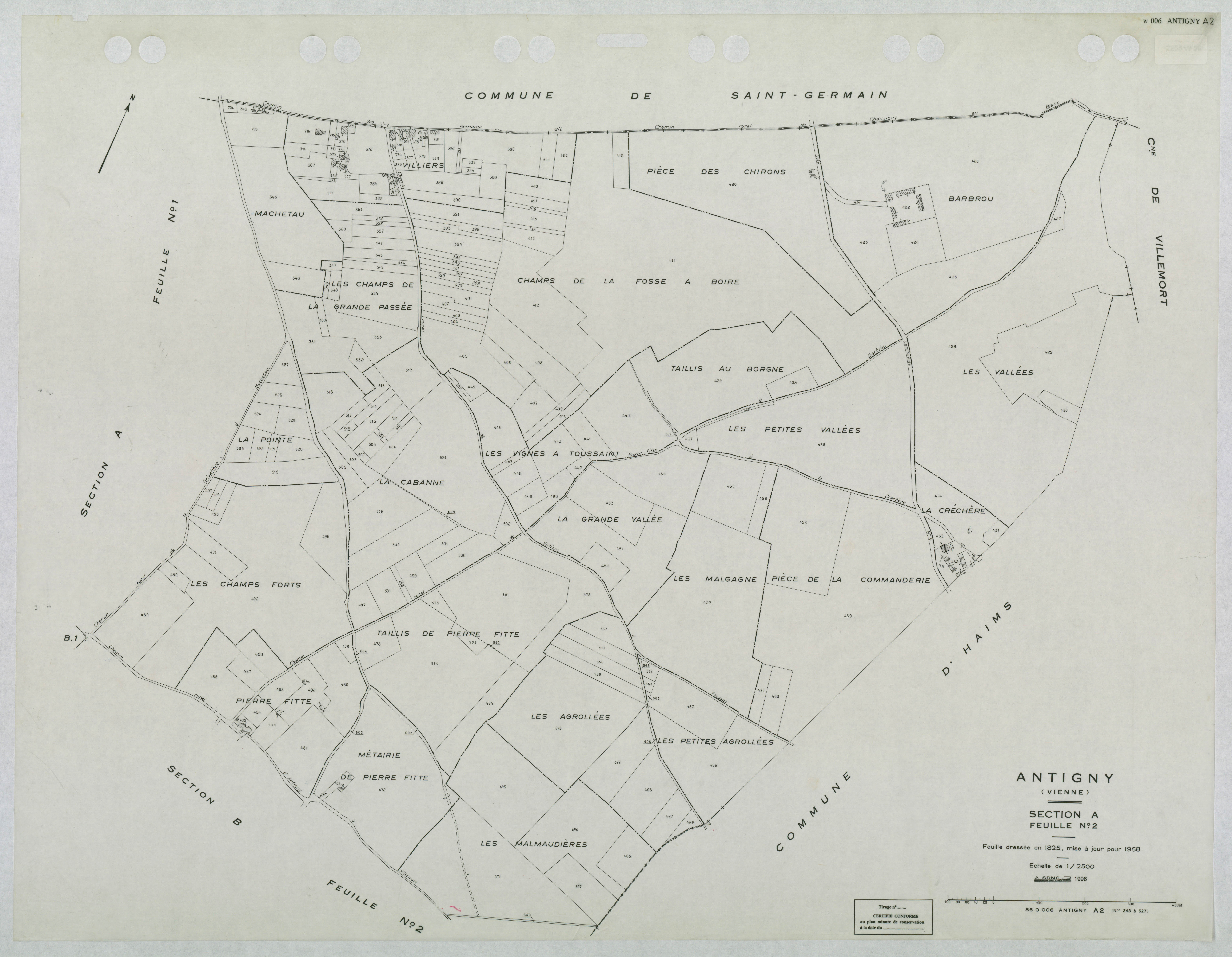 Antigny - FRAD086_cadastre Plans mis à jour 