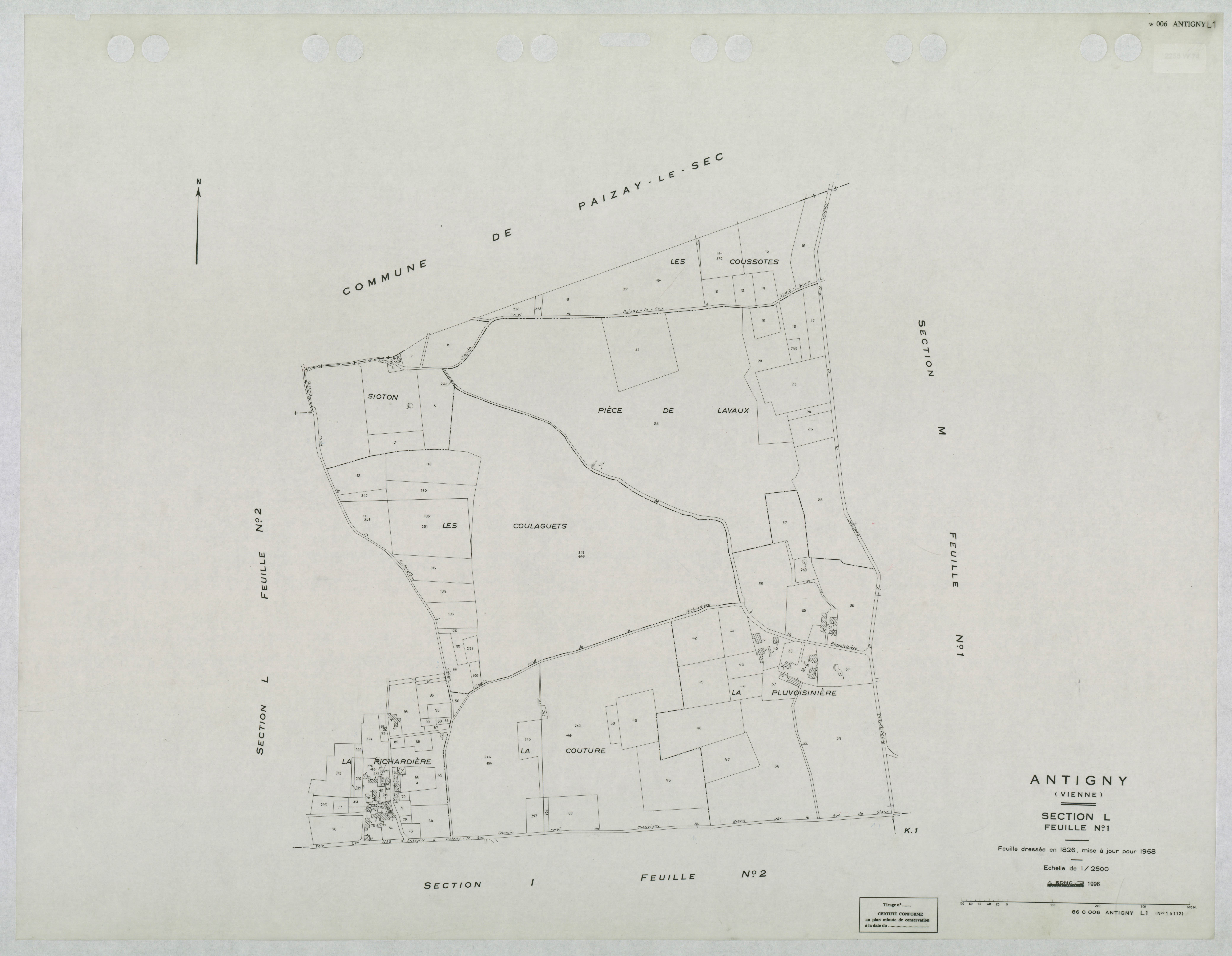 Antigny - FRAD086_cadastre Plans mis à jour 