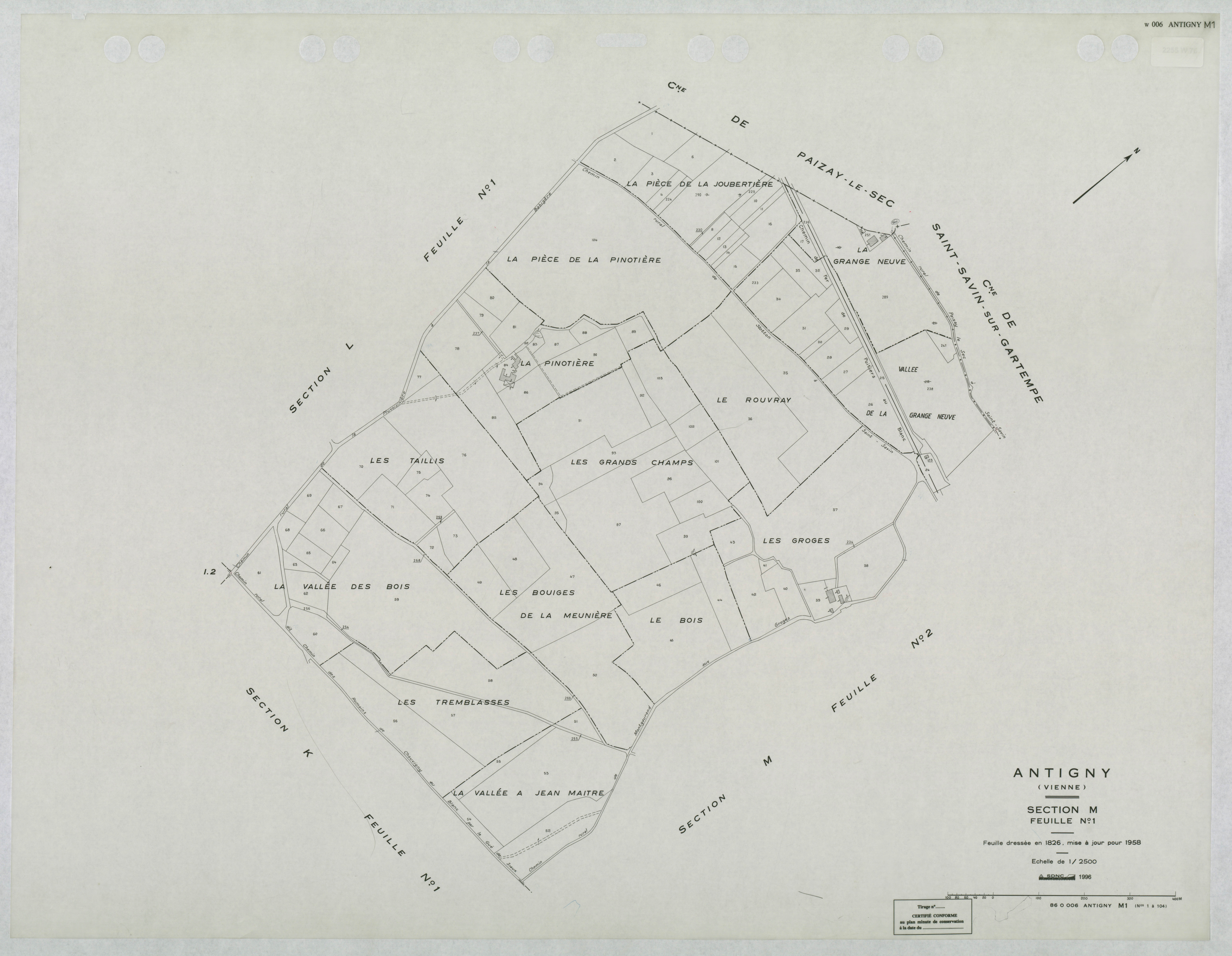 Antigny - FRAD086_cadastre Plans mis à jour 