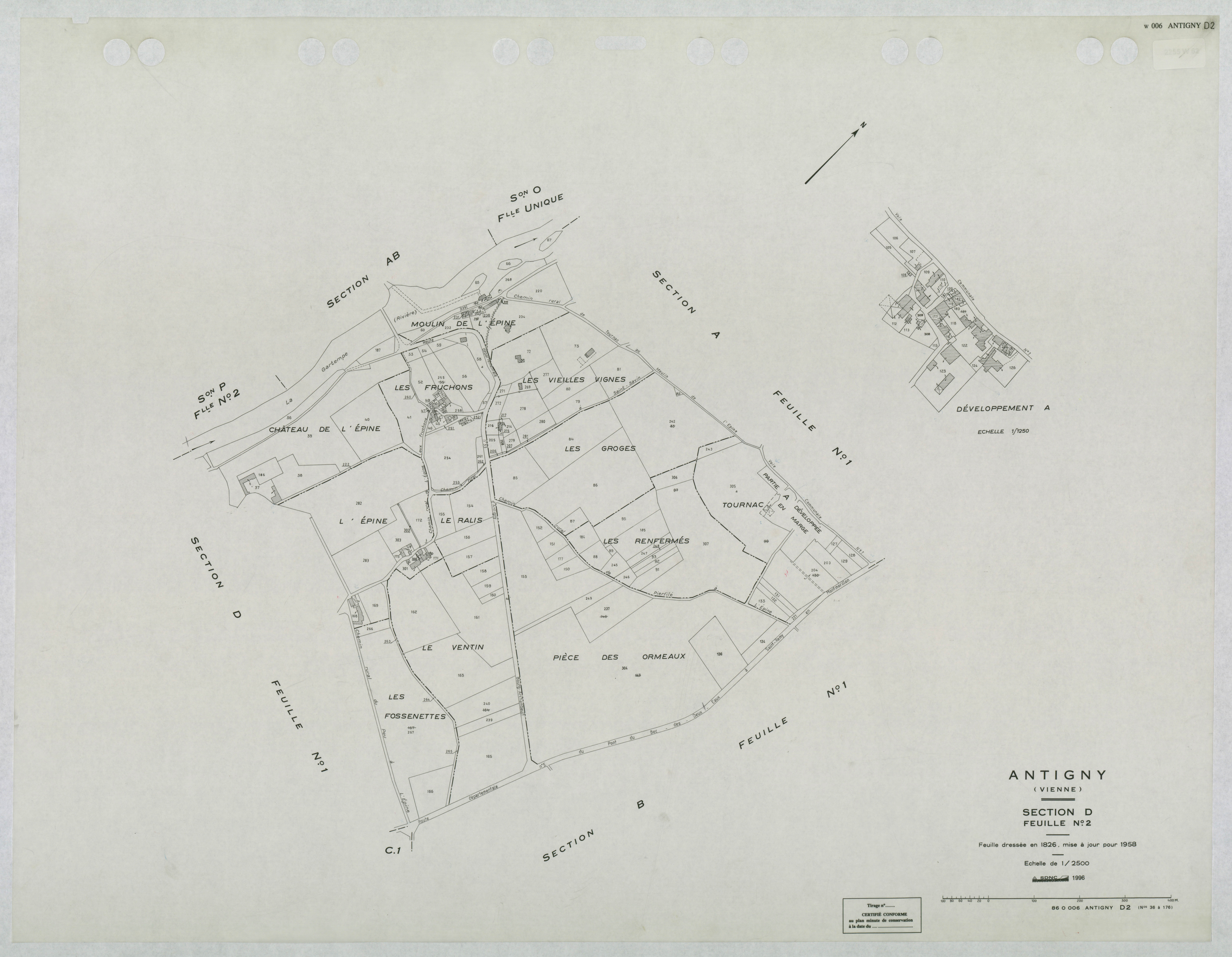 Antigny - FRAD086_cadastre Plans mis à jour 