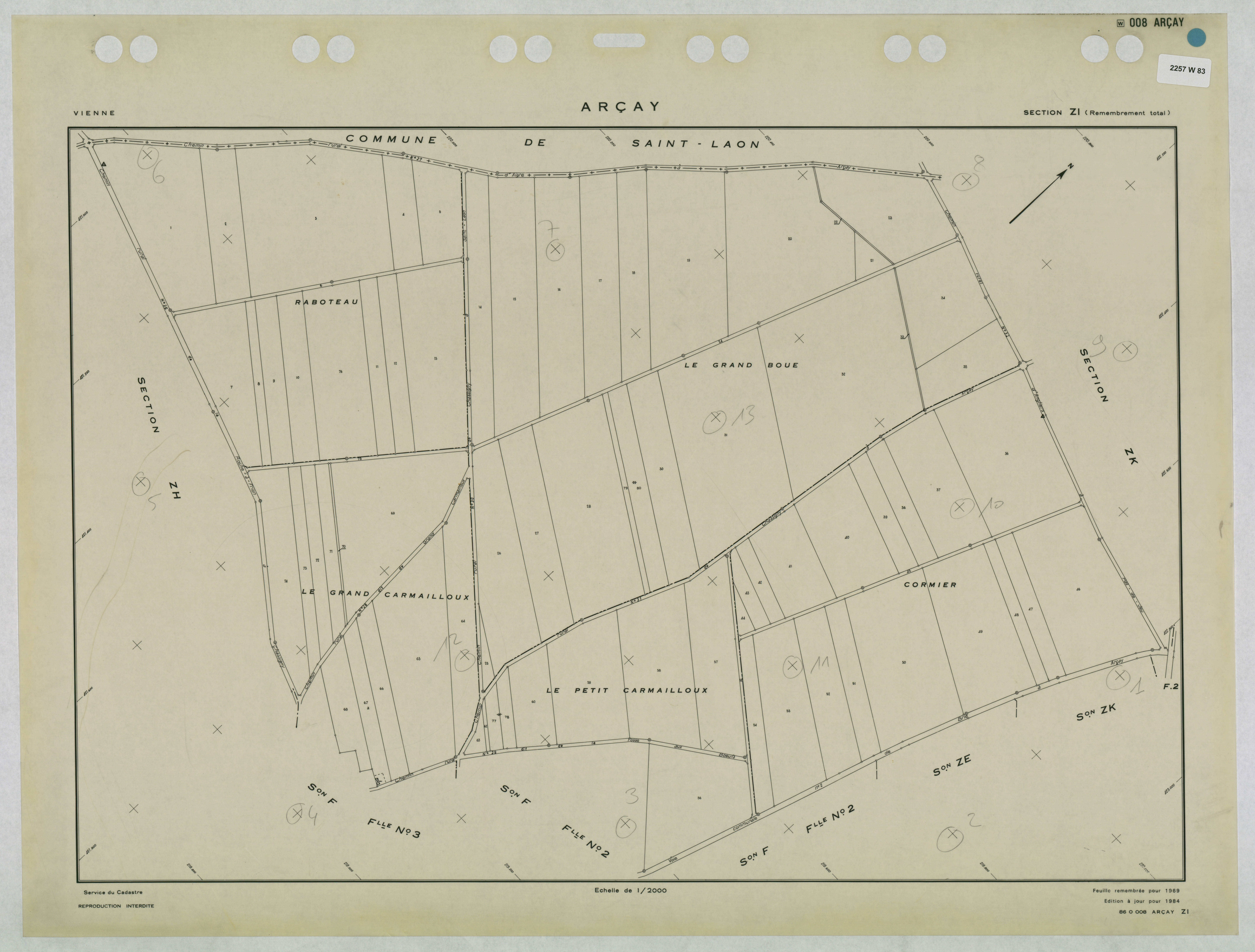 Arçay - FRAD086_cadastre Plans remembrés 