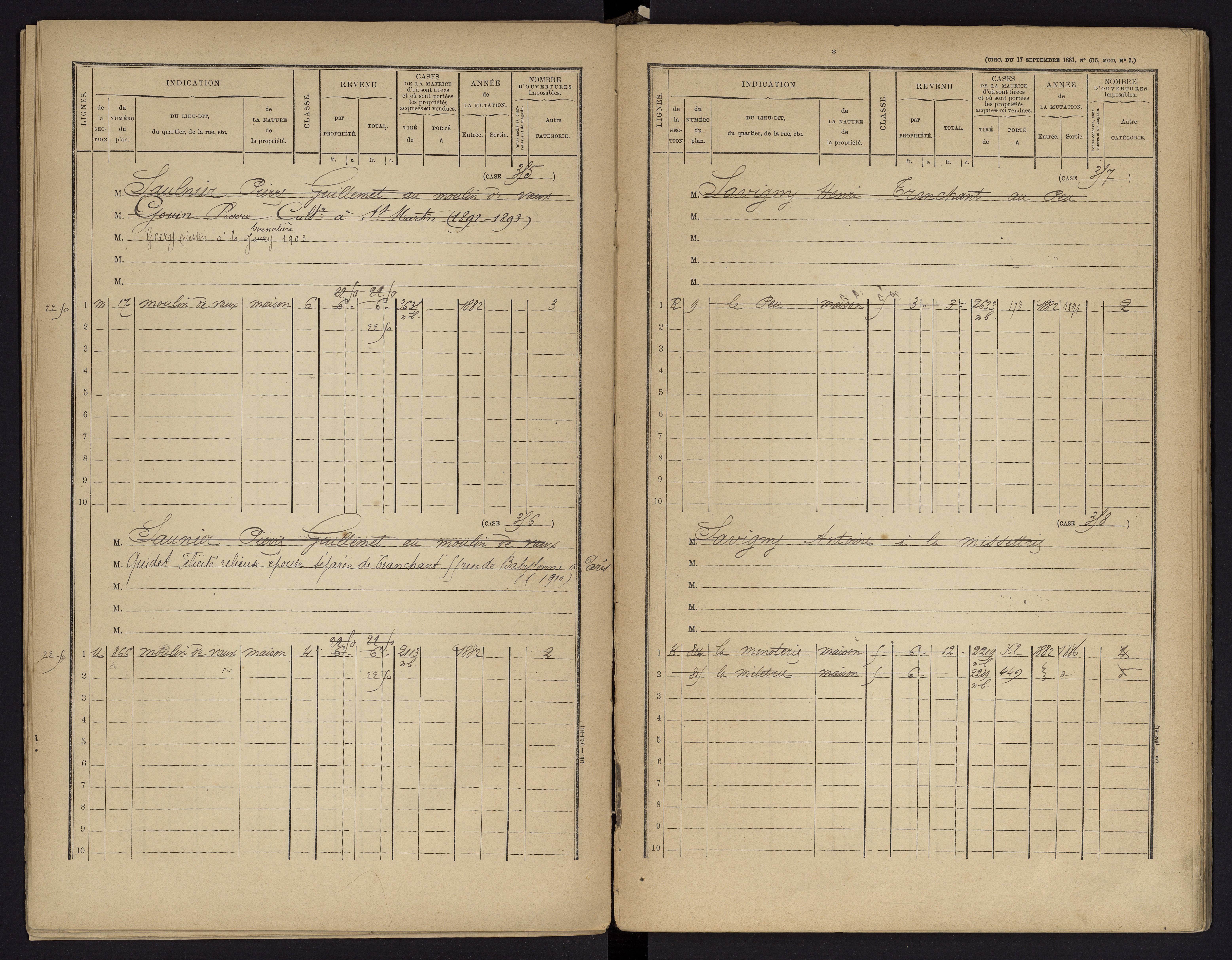 Archigny - FRAD086_cadastre Cases 1-560 