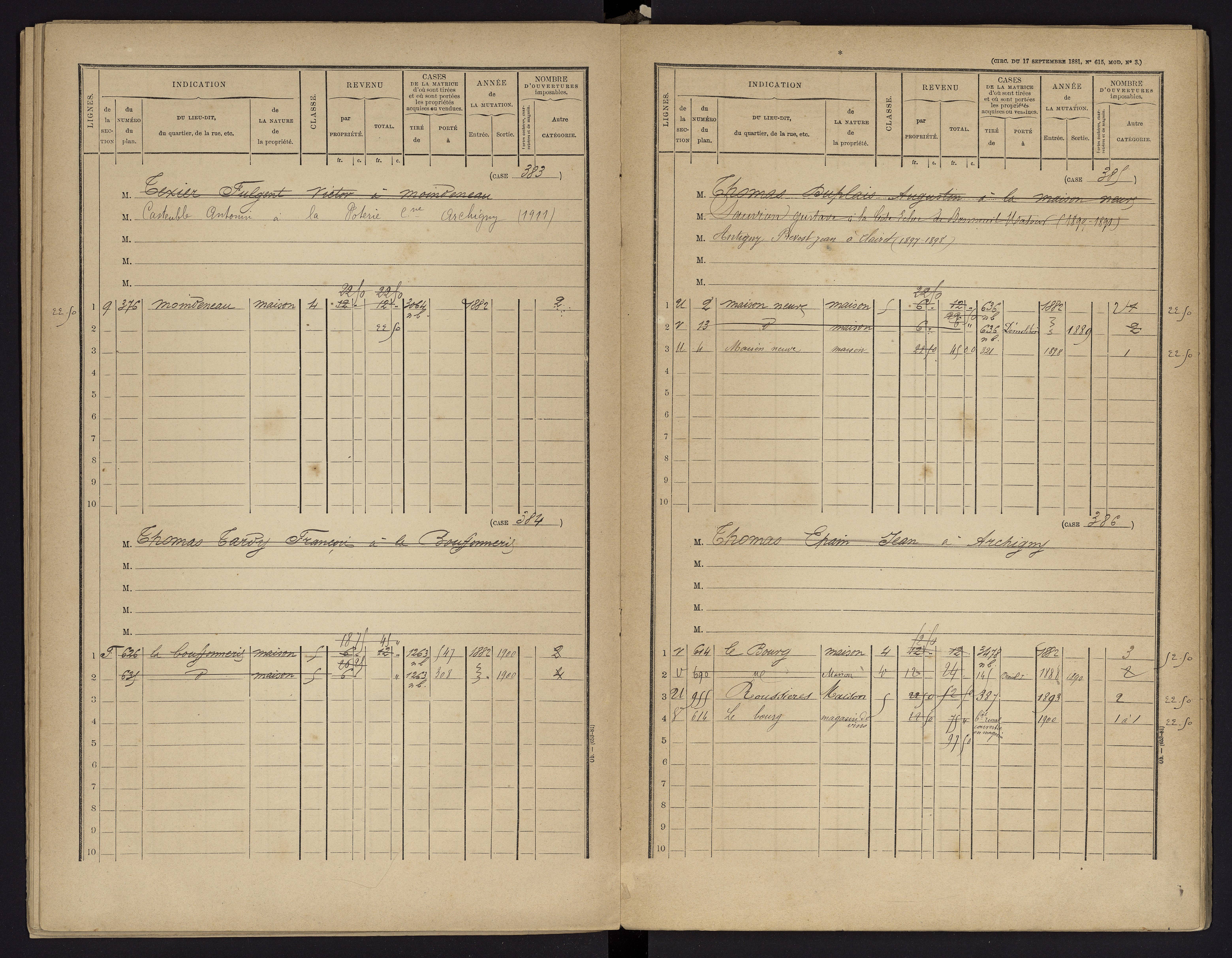 Archigny - FRAD086_cadastre Cases 1-560 