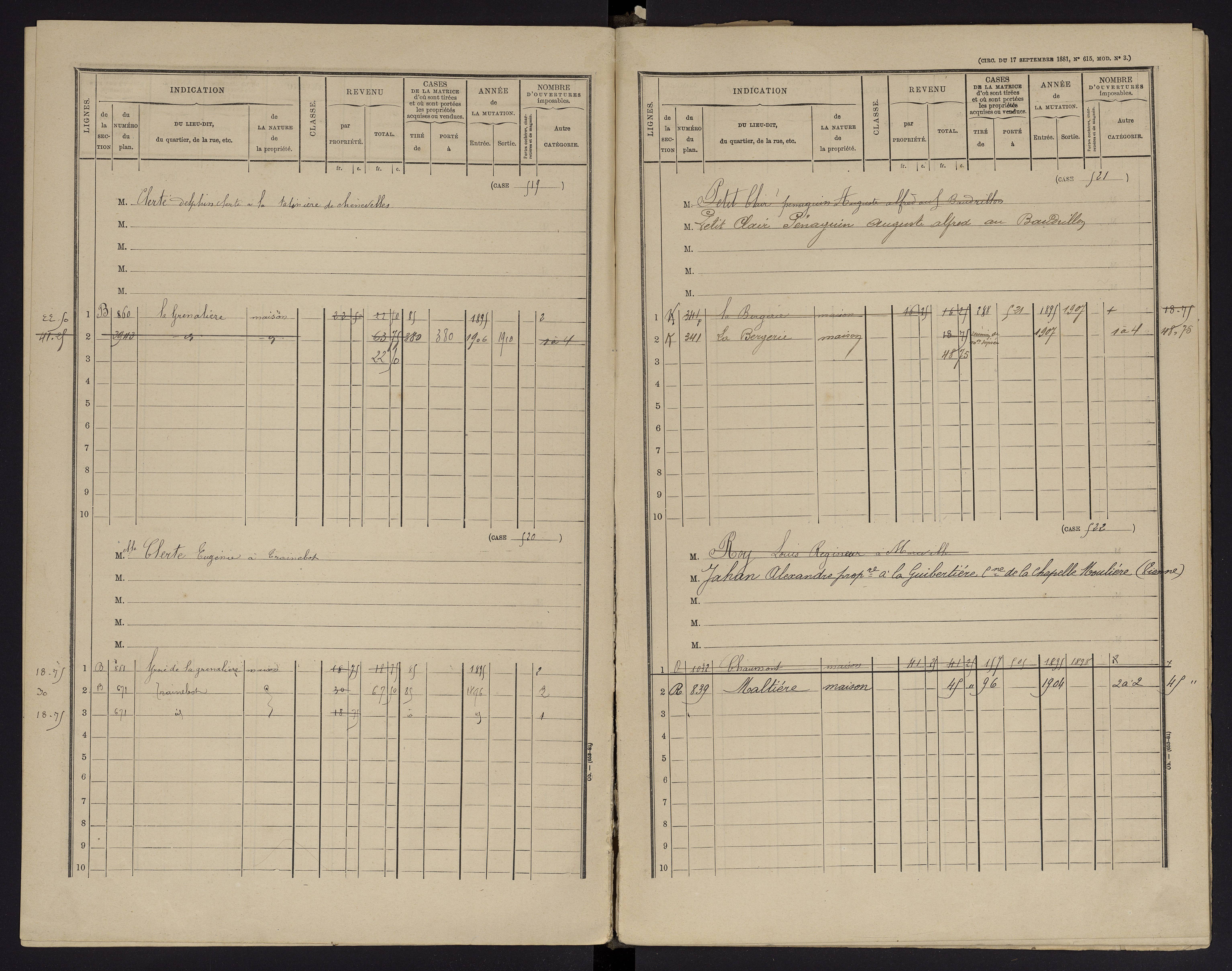Archigny - FRAD086_cadastre Cases 1-560 