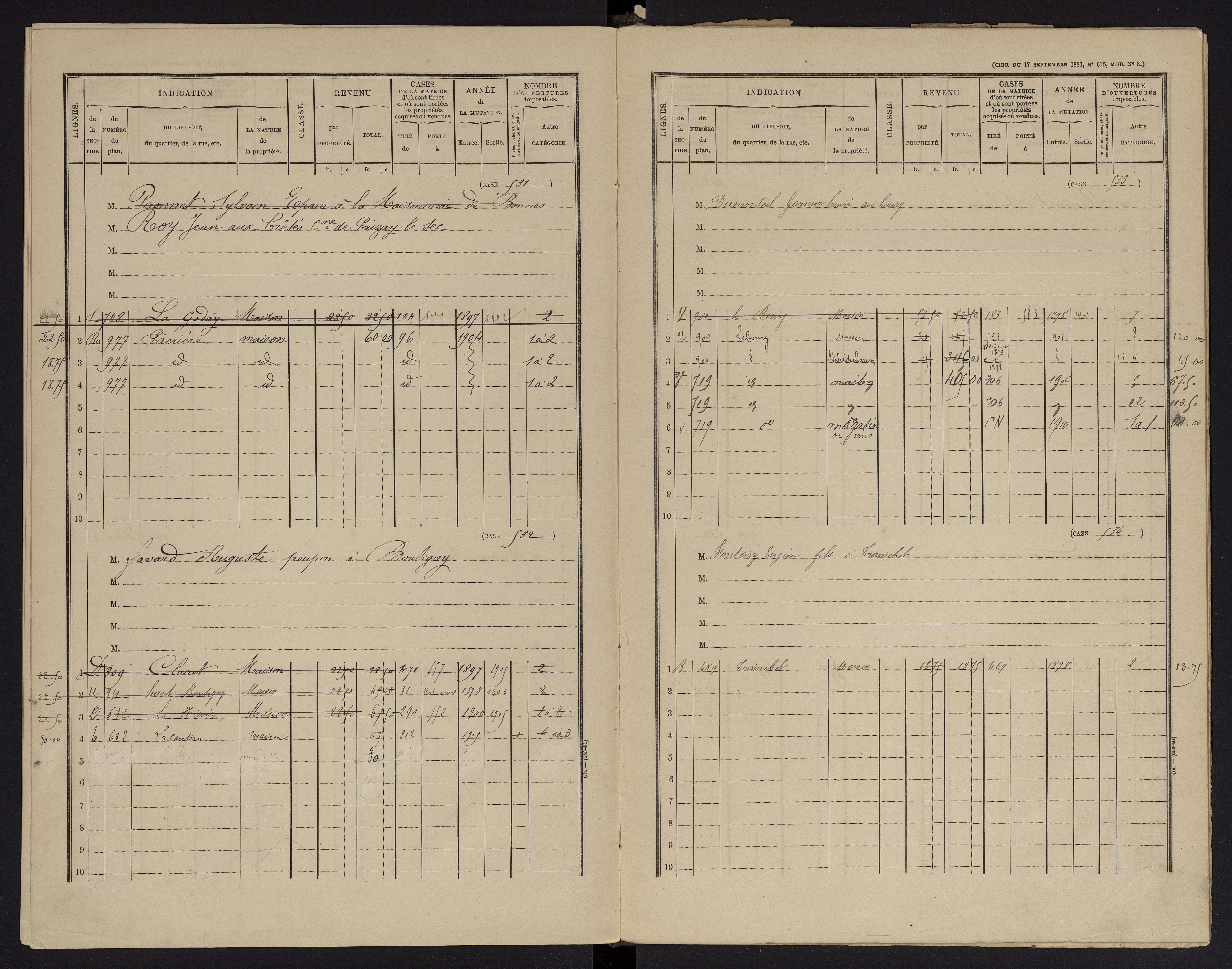 Archigny - FRAD086_cadastre Cases 1-560 
