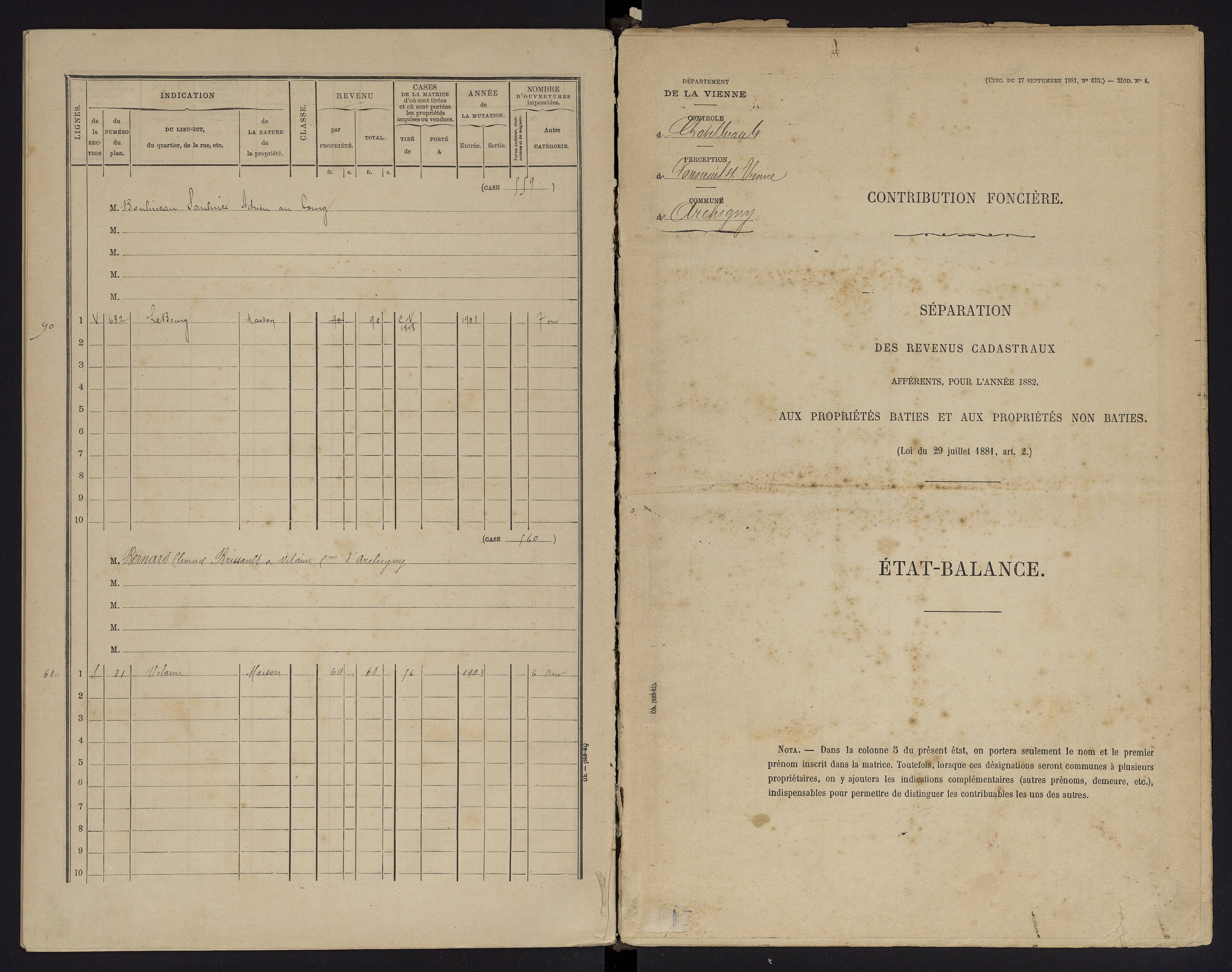 Archigny - FRAD086_cadastre Cases 1-560 
