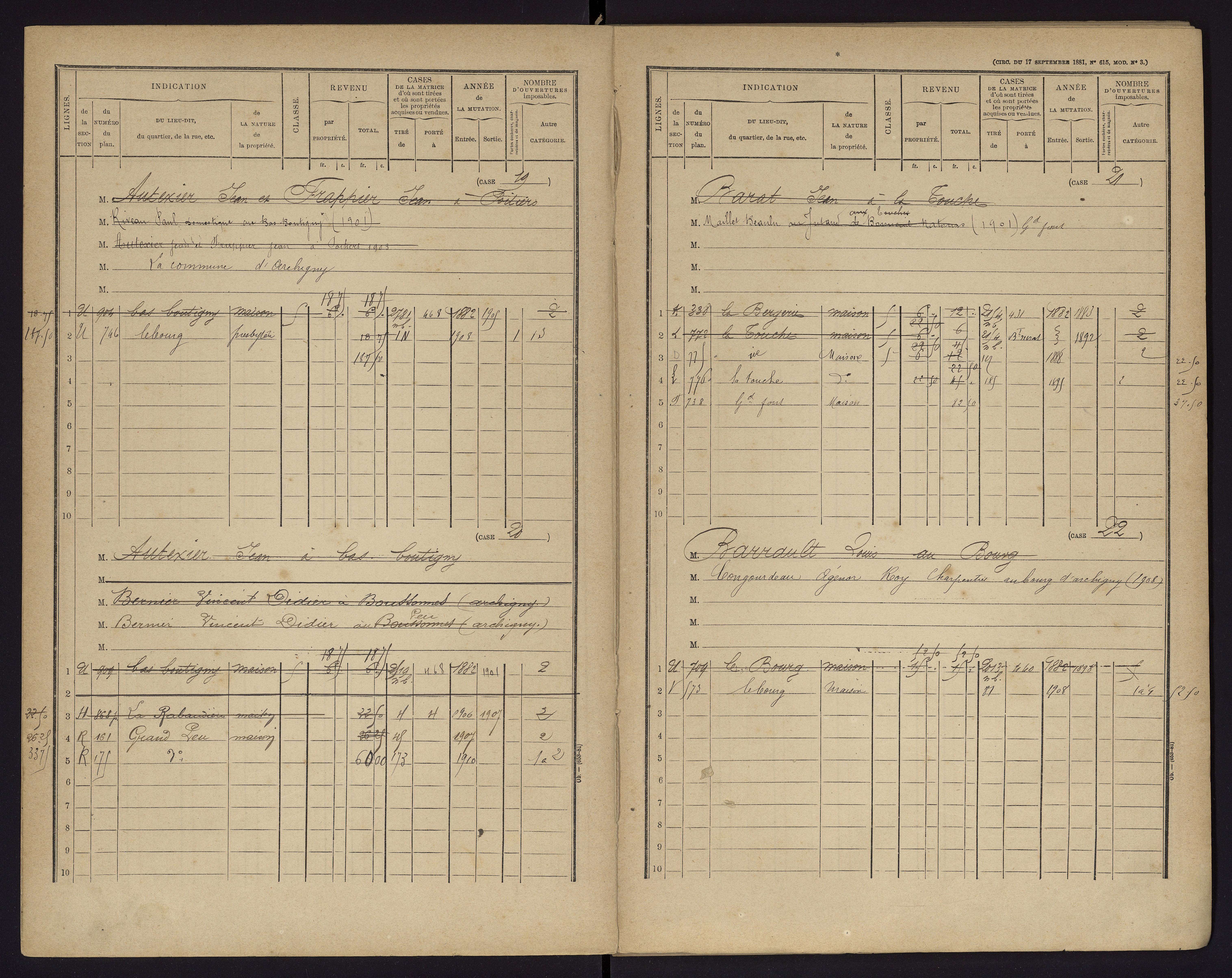 Archigny - FRAD086_cadastre Cases 1-560 