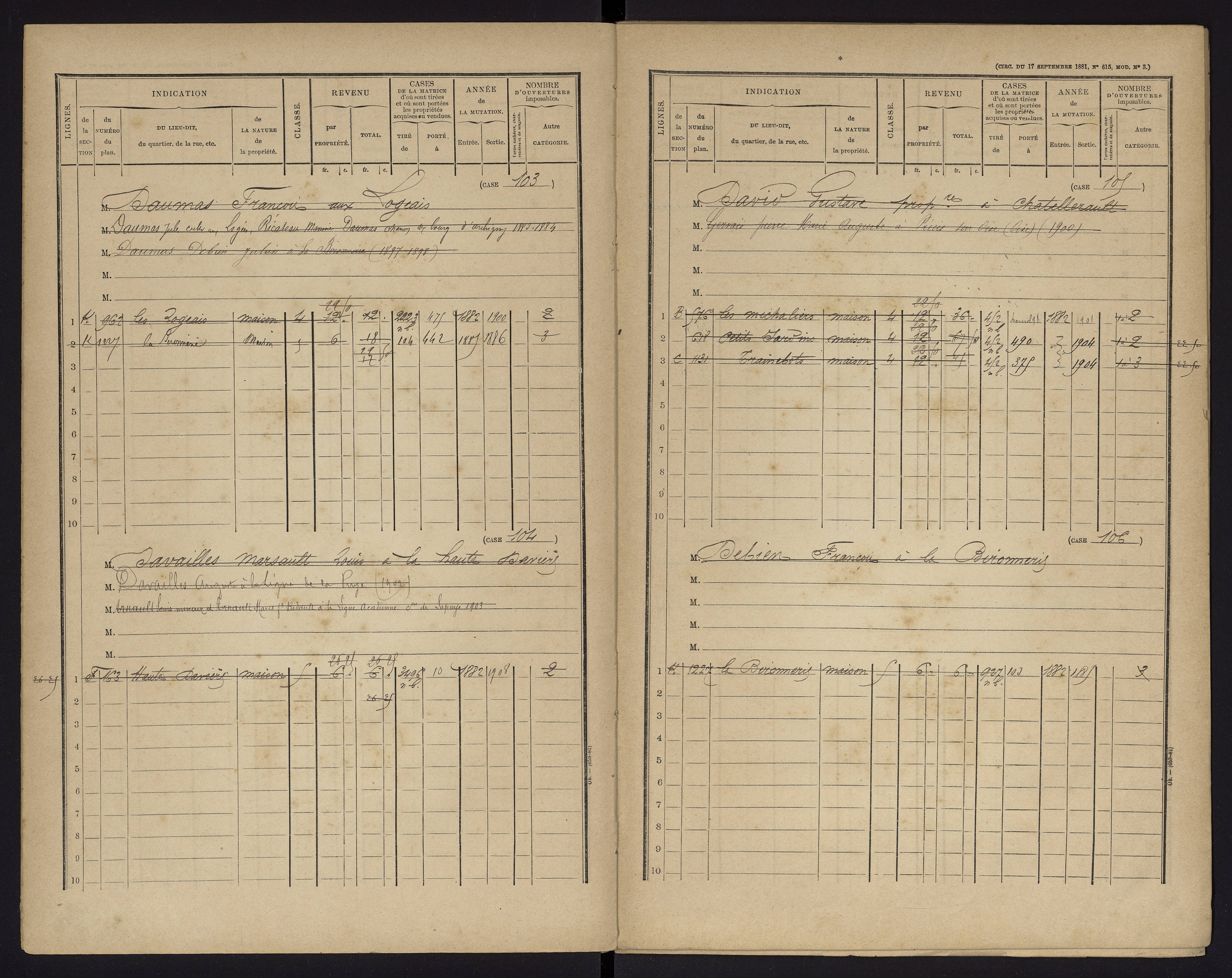 Archigny - FRAD086_cadastre Cases 1-560 