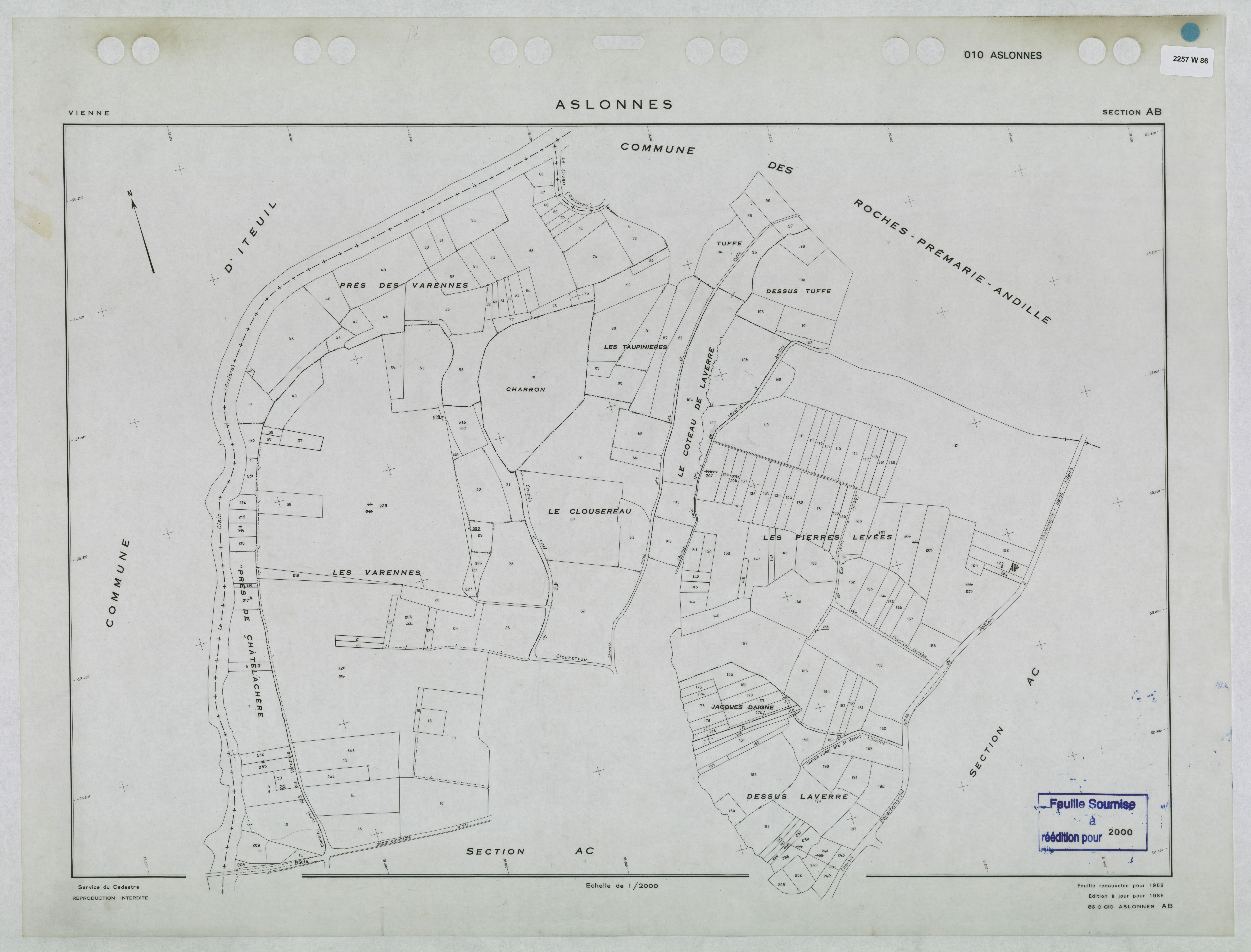 Aslonnes - FRAD086_cadastre Plans renouvelés 