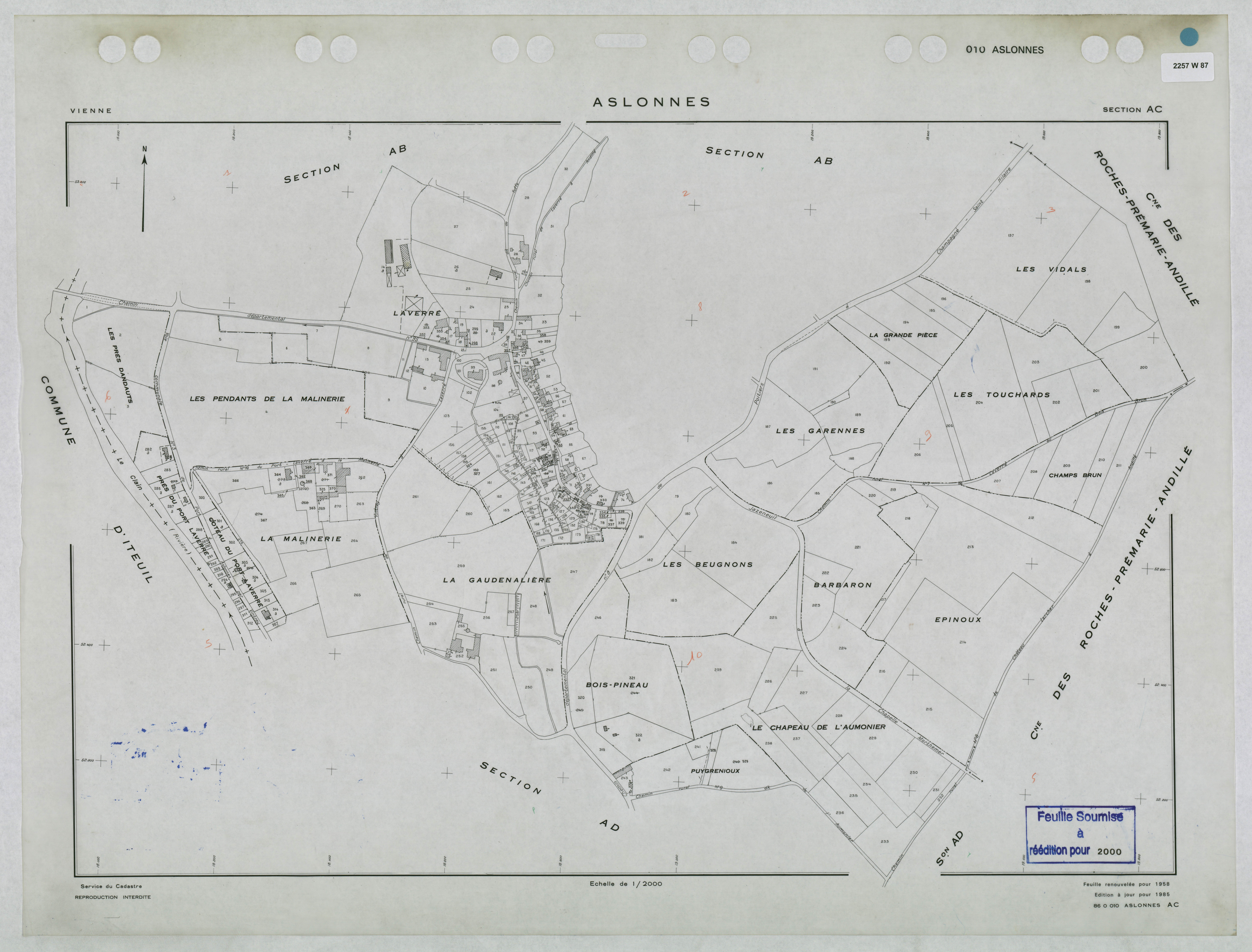 Aslonnes - FRAD086_cadastre Plans renouvelés 