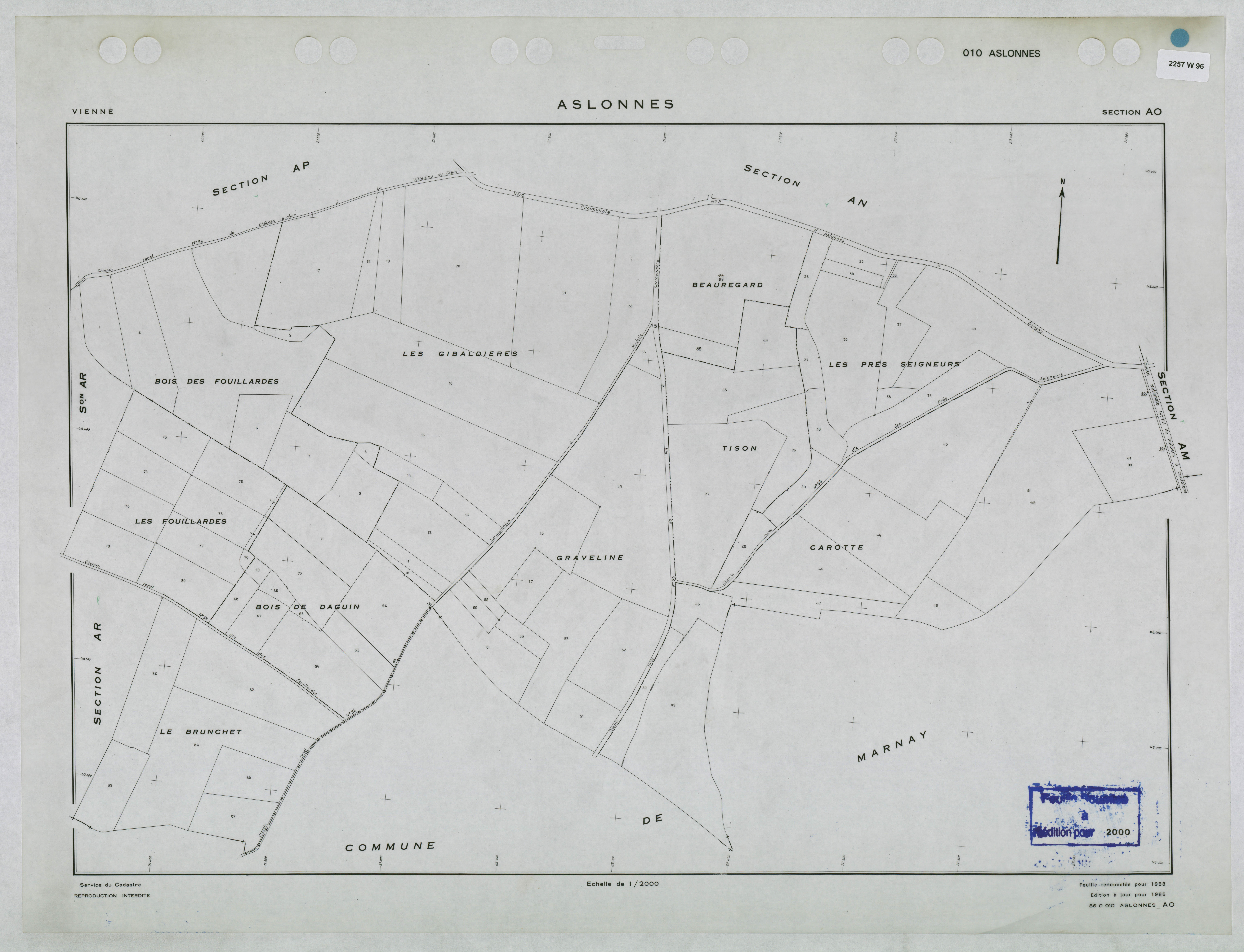 Aslonnes - FRAD086_cadastre Plans renouvelés 