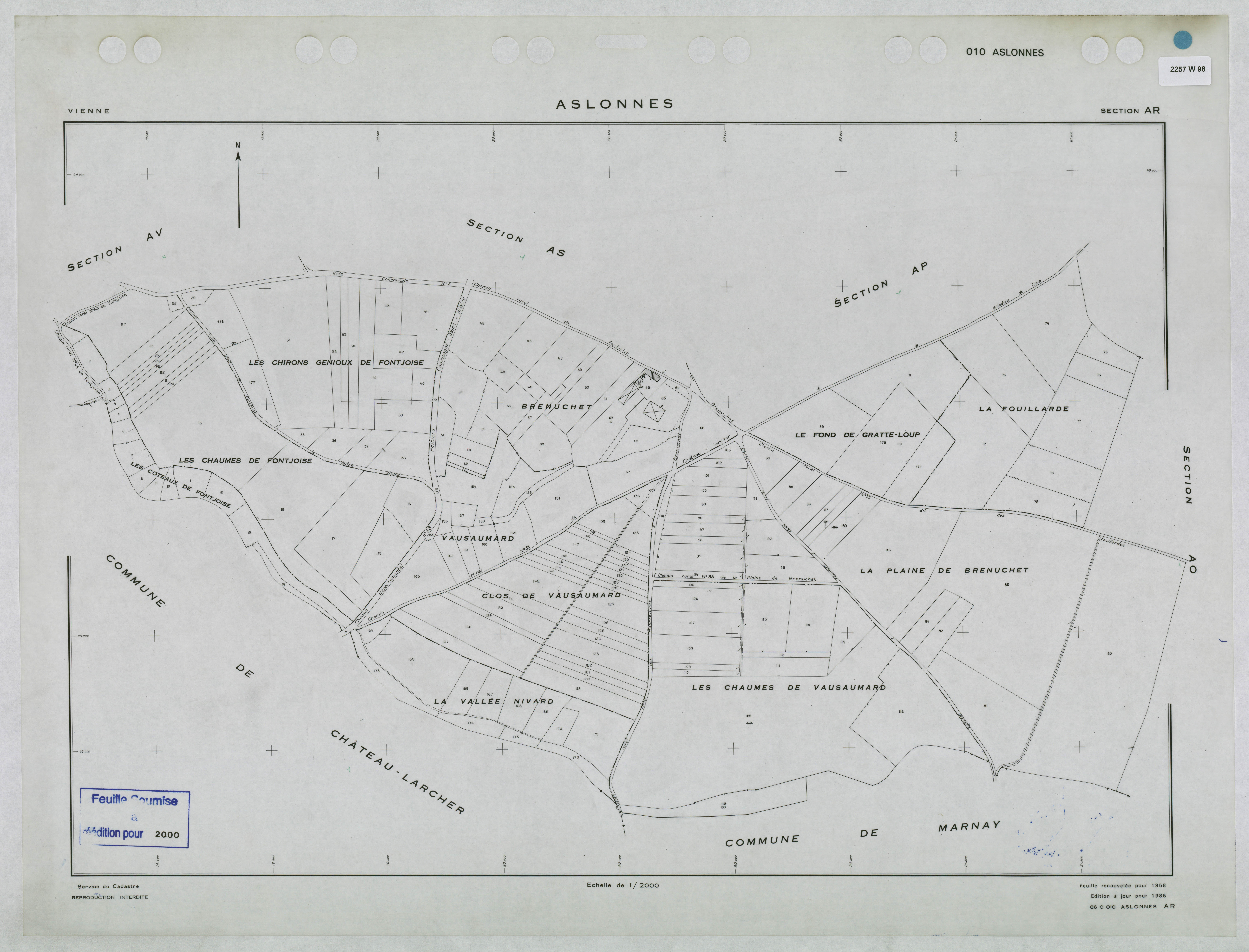 Aslonnes - FRAD086_cadastre Plans renouvelés 