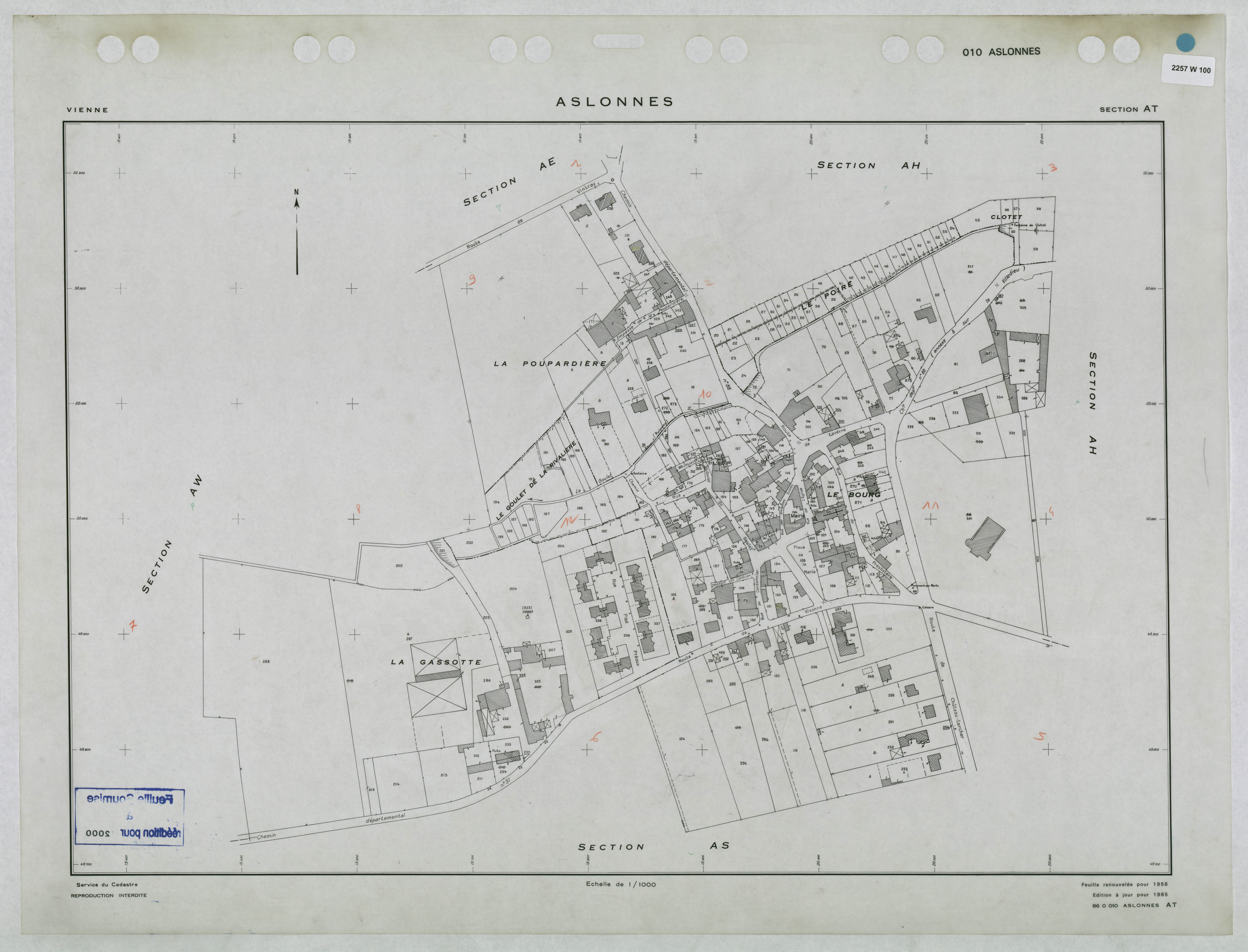 Aslonnes - FRAD086_cadastre Plans renouvelés 