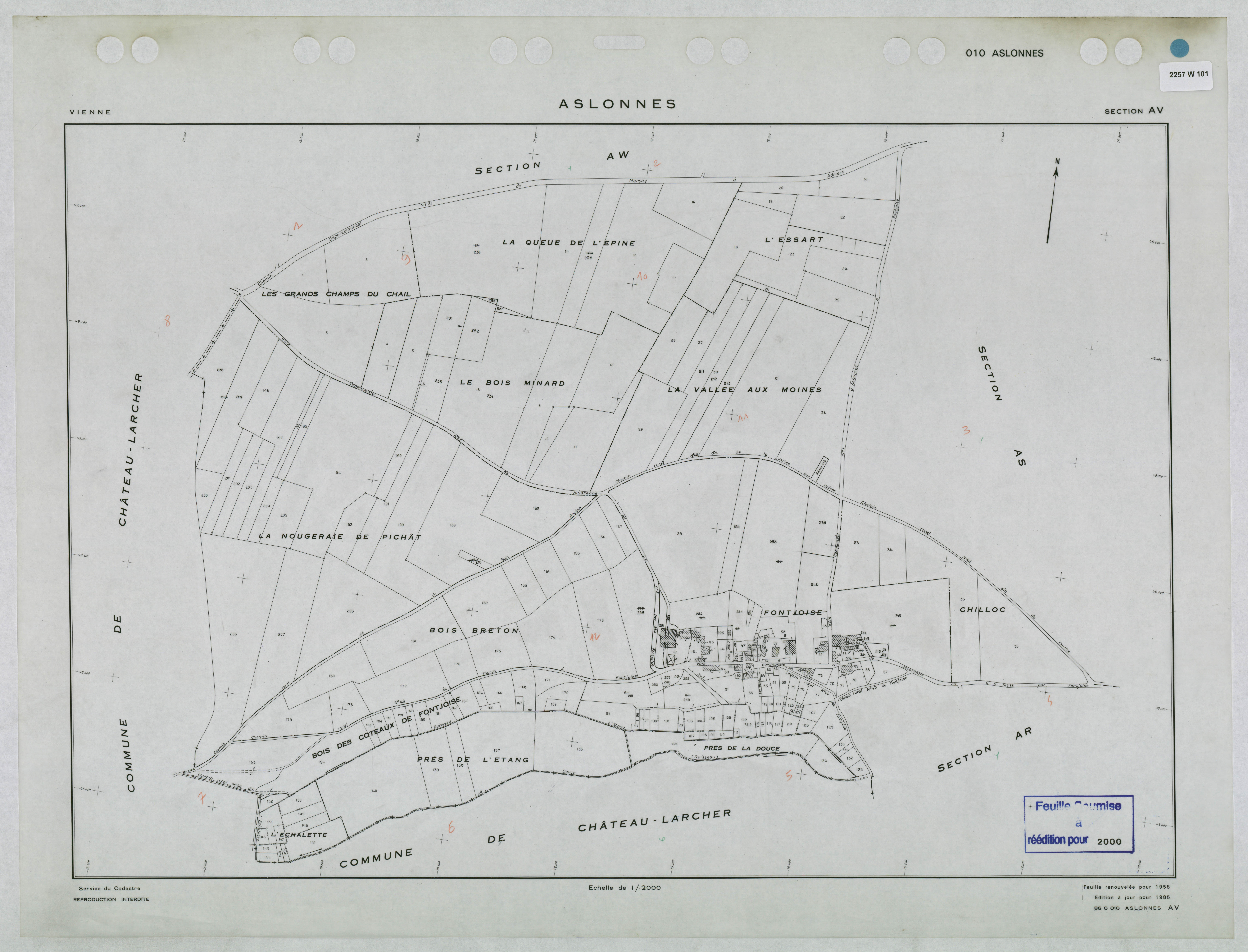 Aslonnes - FRAD086_cadastre Plans renouvelés 