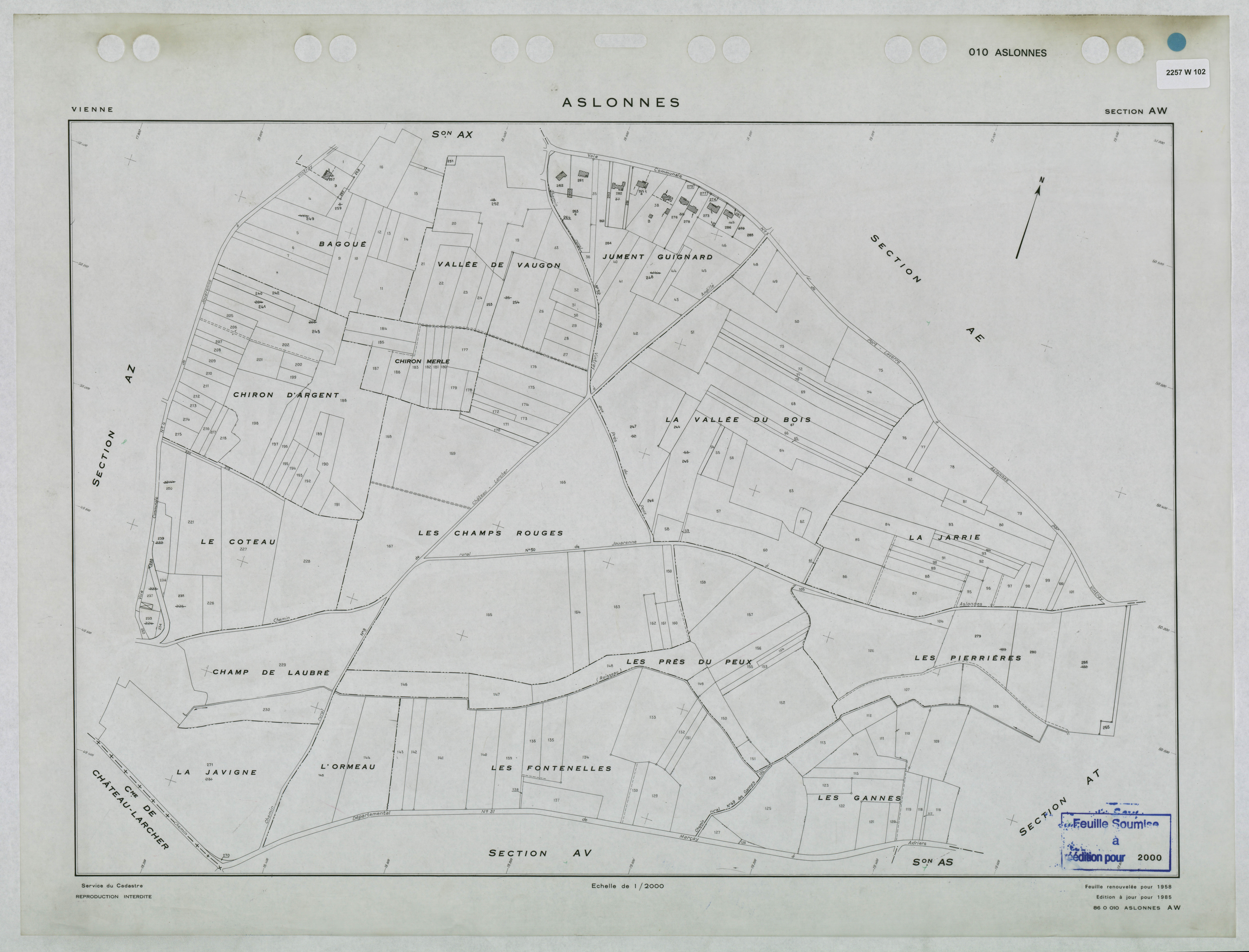 Aslonnes - FRAD086_cadastre Plans renouvelés 
