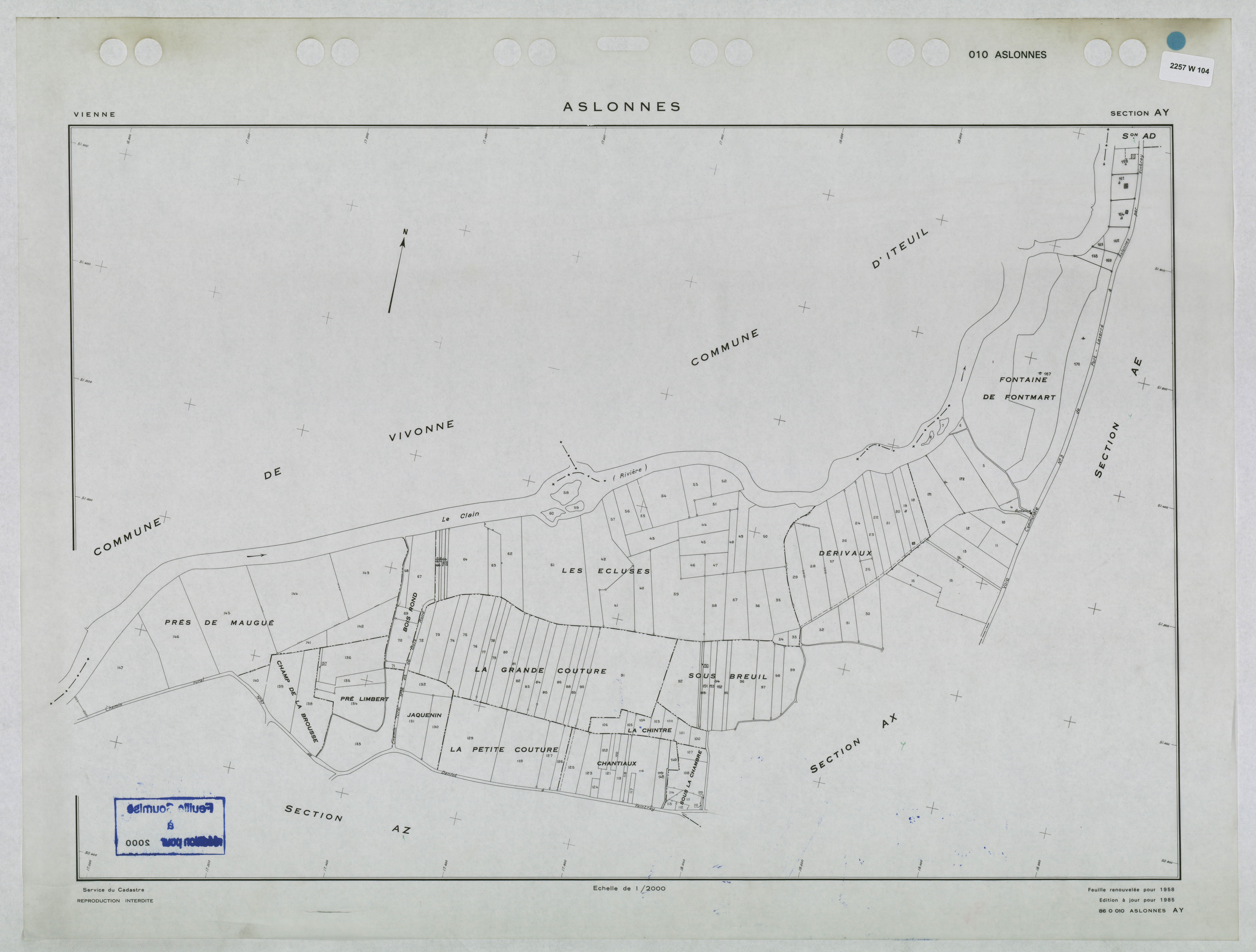 Aslonnes - FRAD086_cadastre Plans renouvelés 