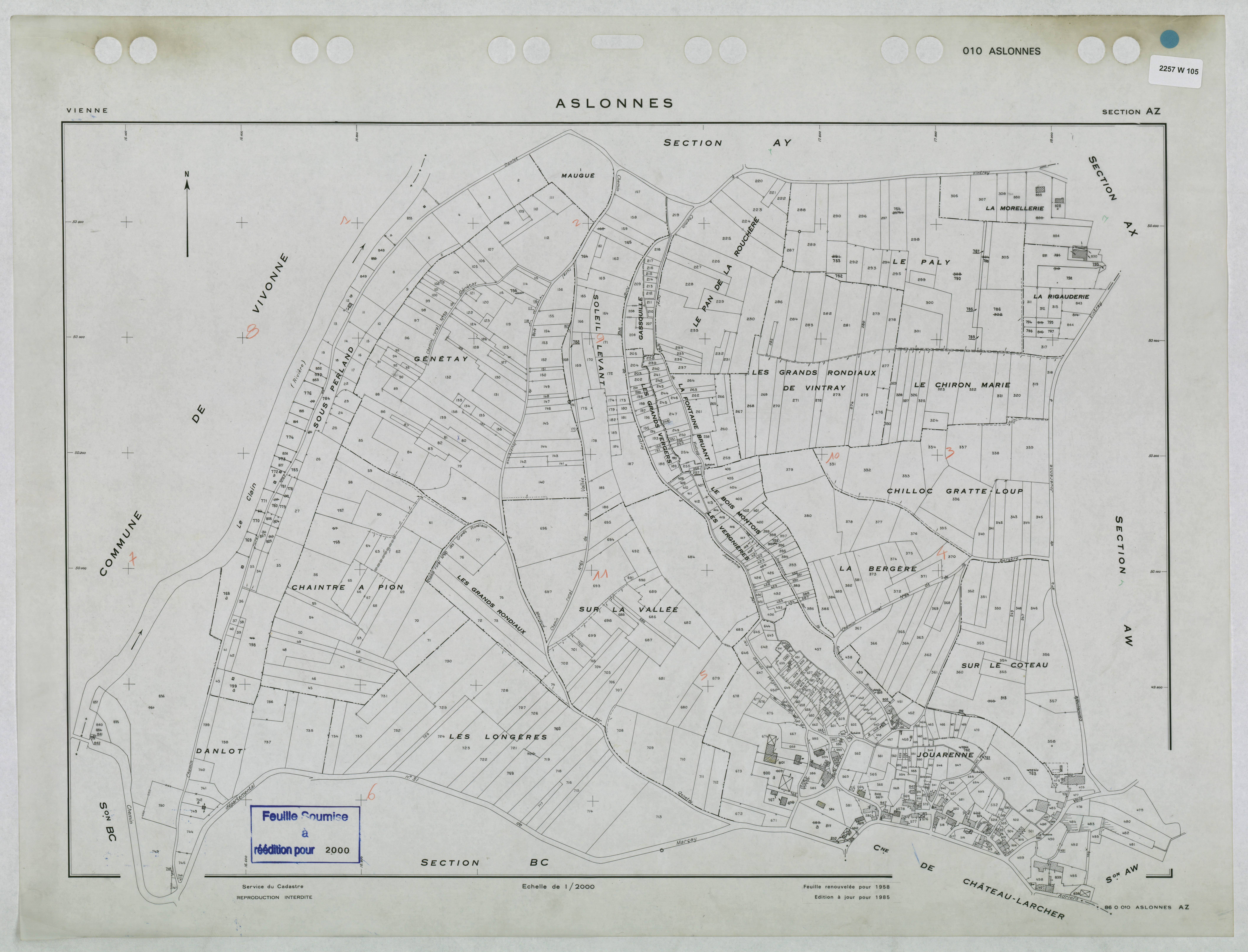 Aslonnes - FRAD086_cadastre Plans renouvelés 