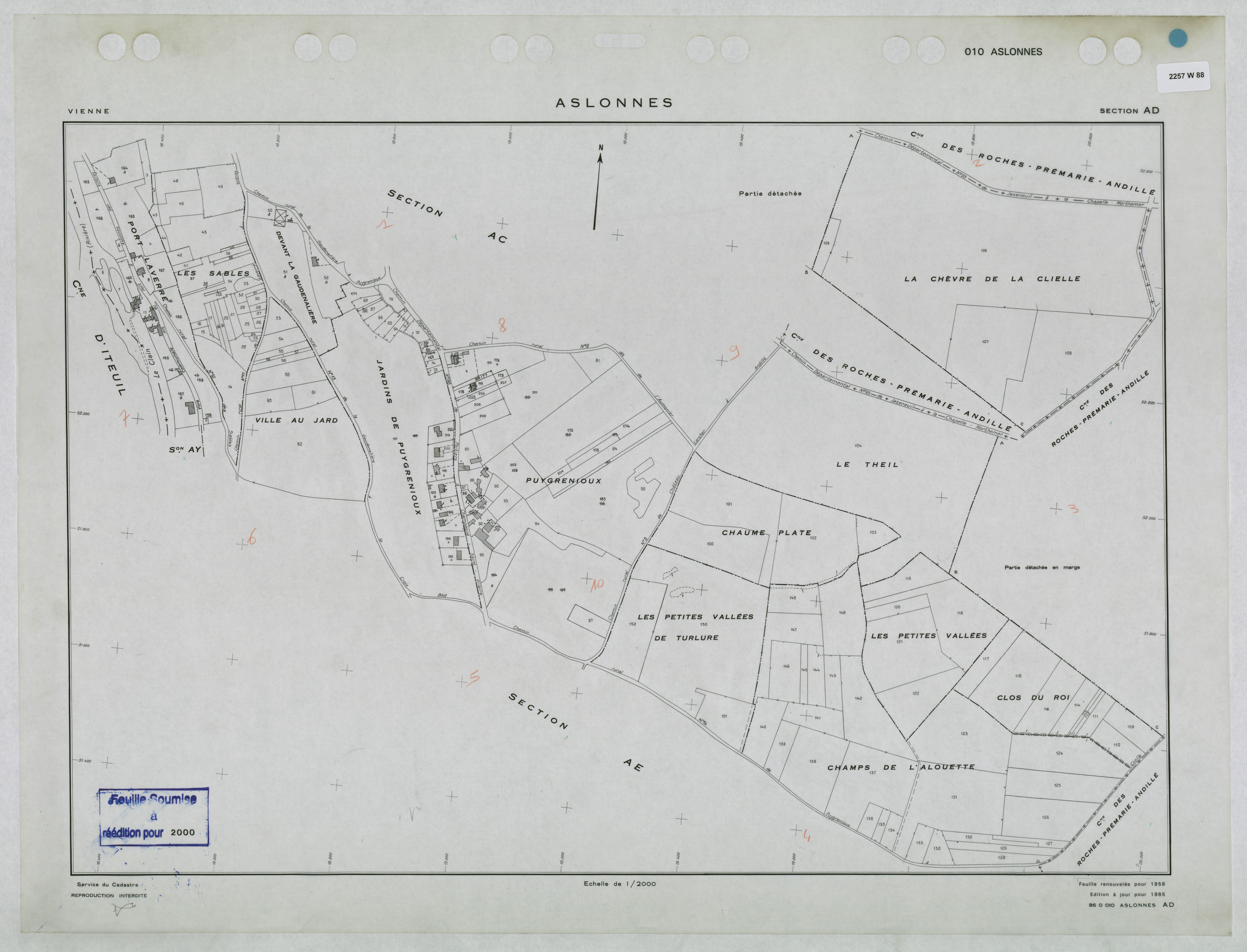 Aslonnes - FRAD086_cadastre Plans renouvelés 