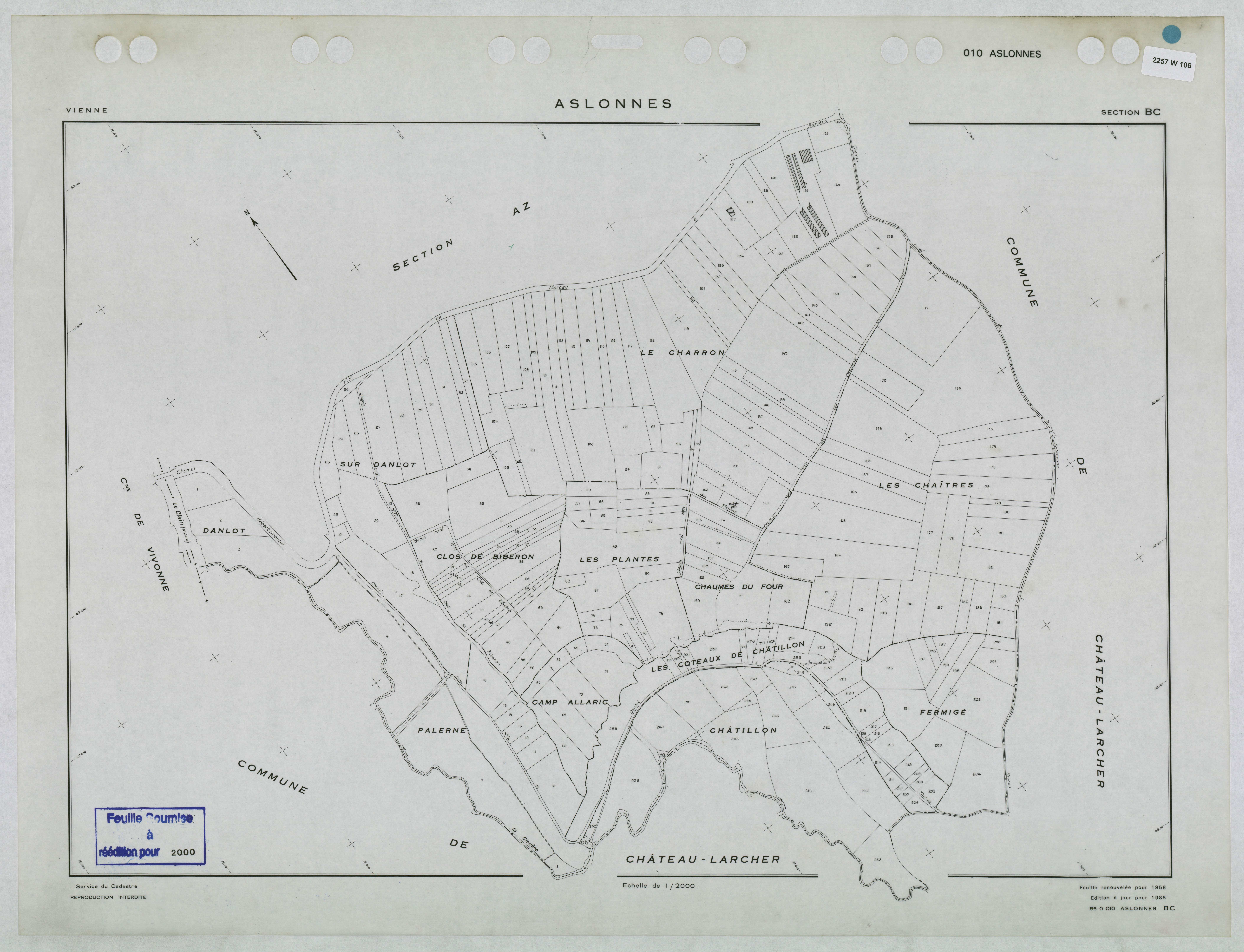 Aslonnes - FRAD086_cadastre Plans renouvelés 