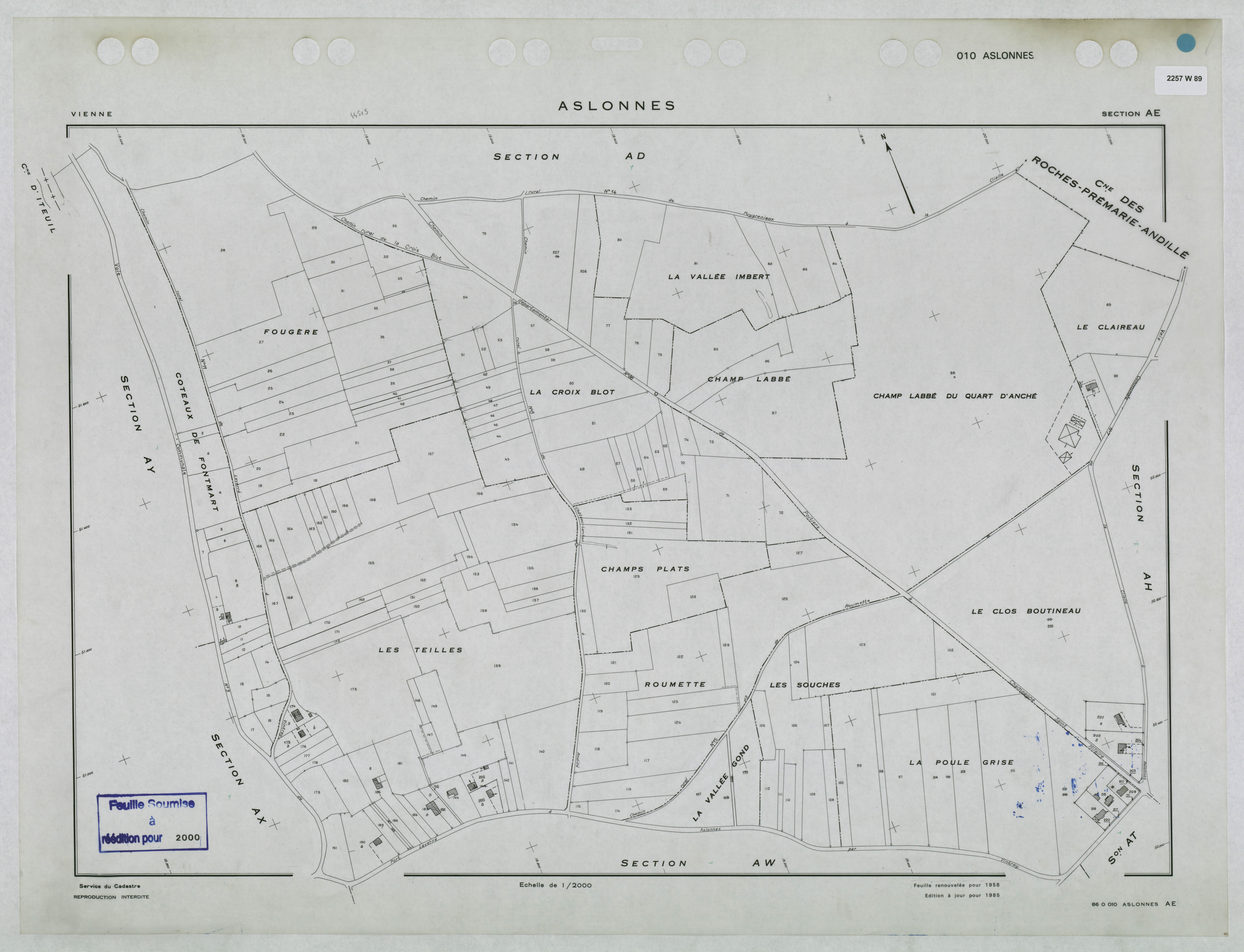 Aslonnes - FRAD086_cadastre Plans renouvelés 