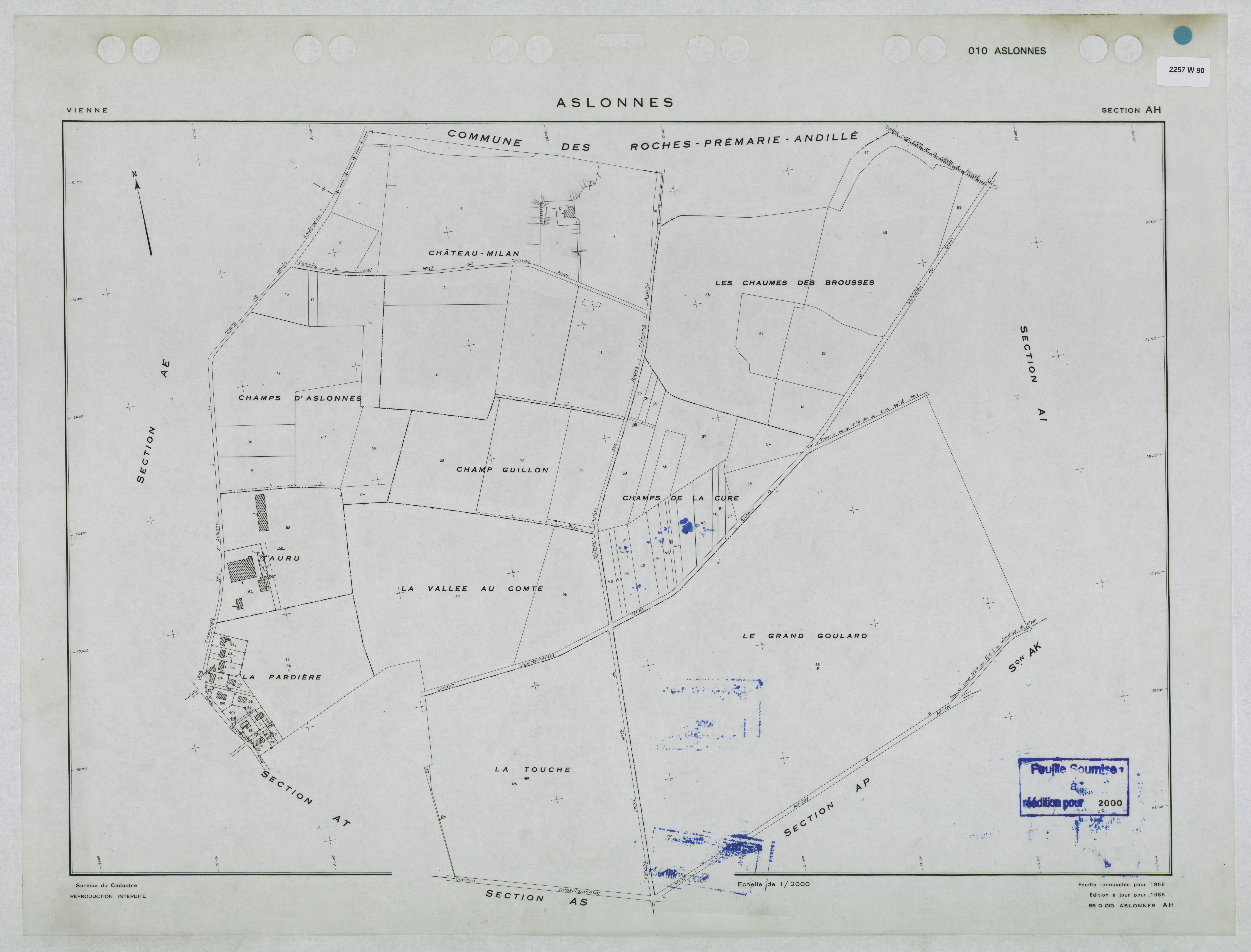 Aslonnes - FRAD086_cadastre Plans renouvelés 