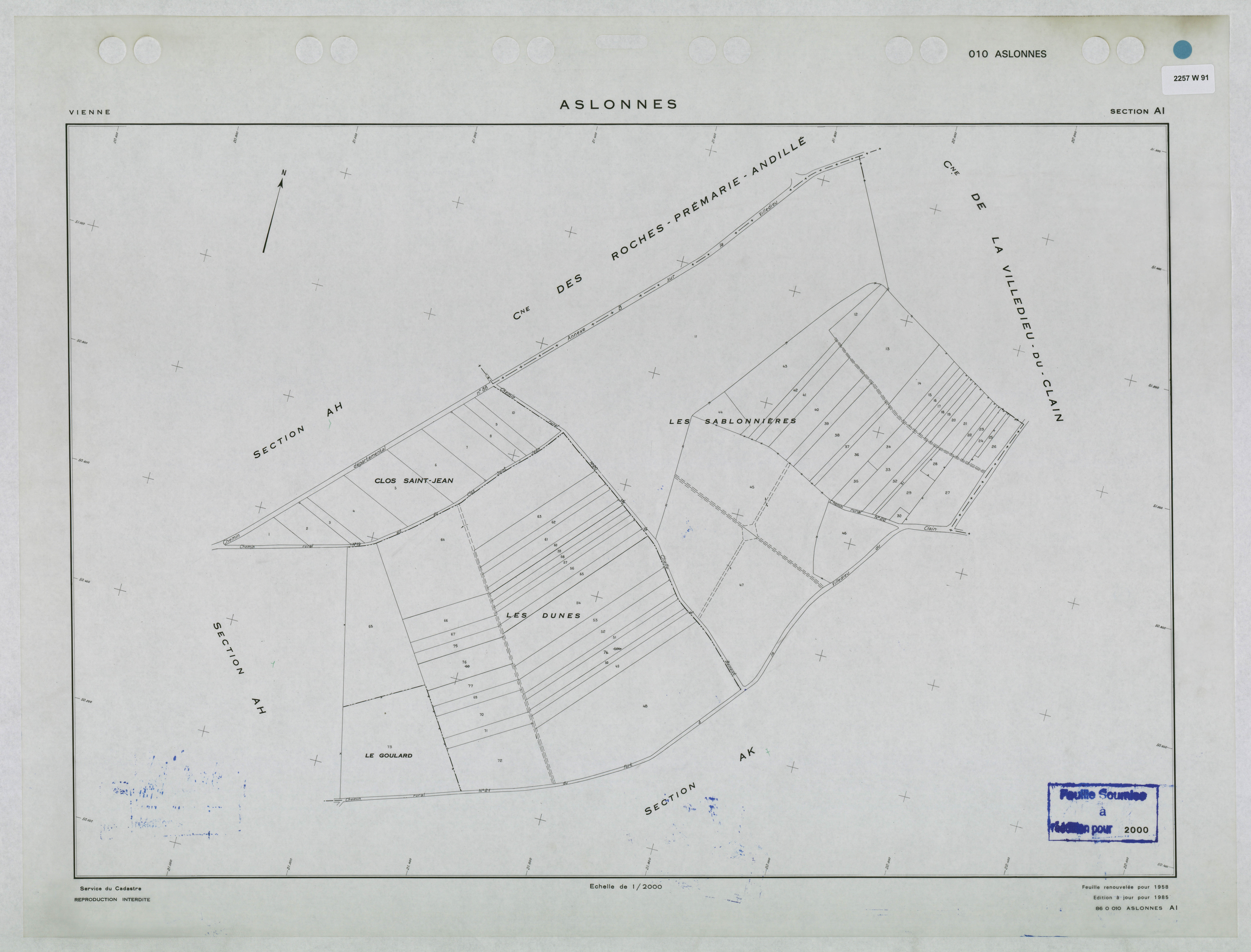 Aslonnes - FRAD086_cadastre Plans renouvelés 