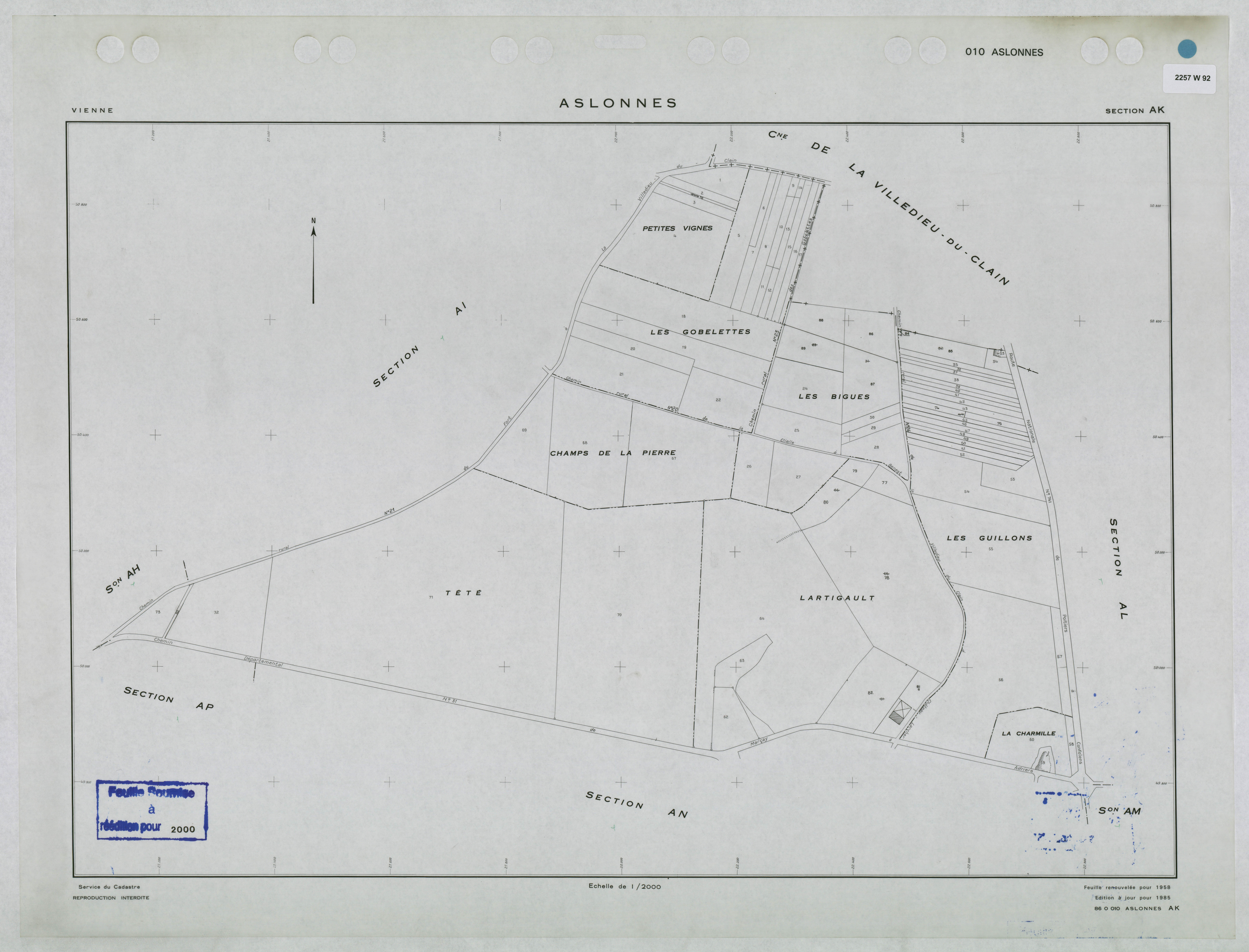 Aslonnes - FRAD086_cadastre Plans renouvelés 
