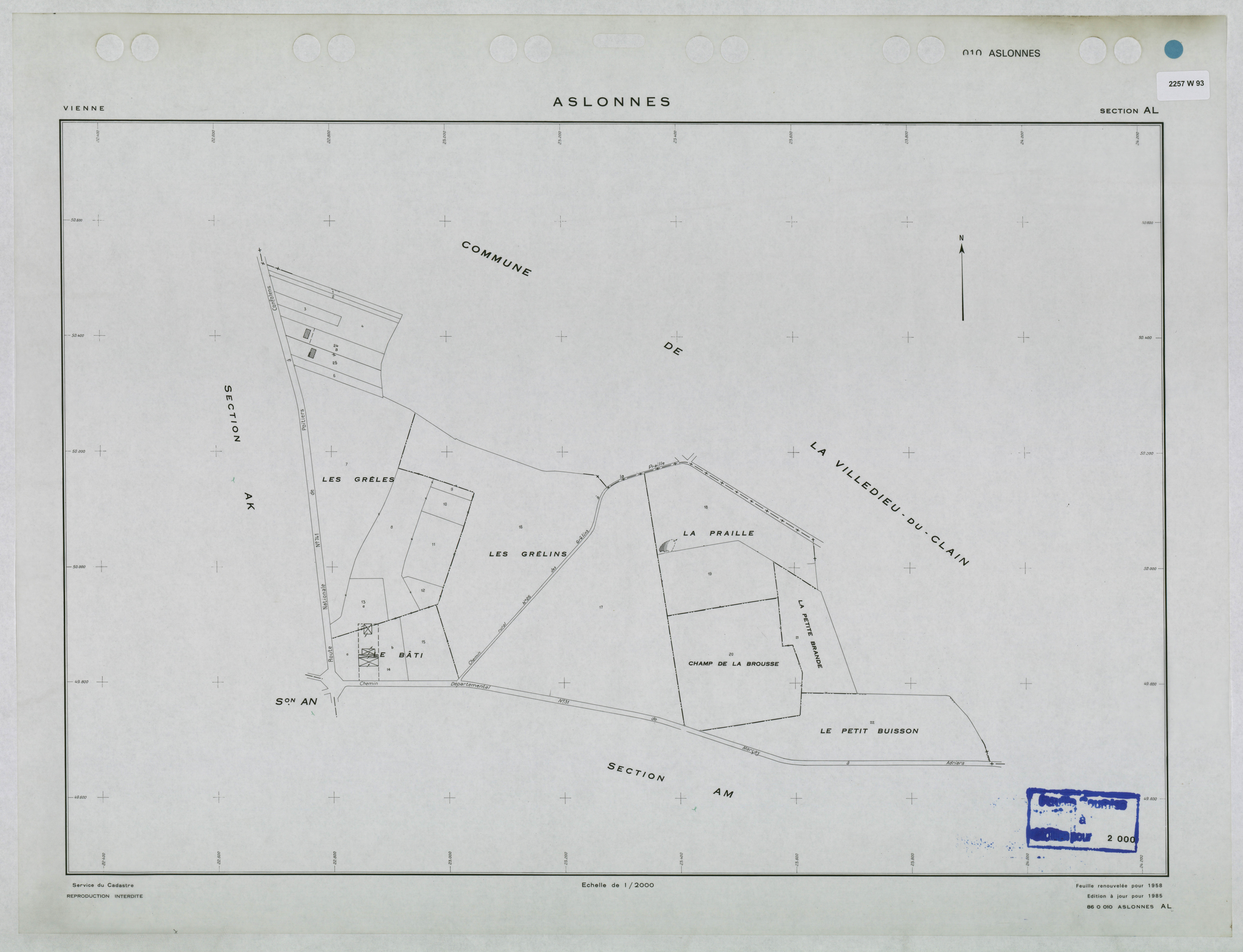 Aslonnes - FRAD086_cadastre Plans renouvelés 