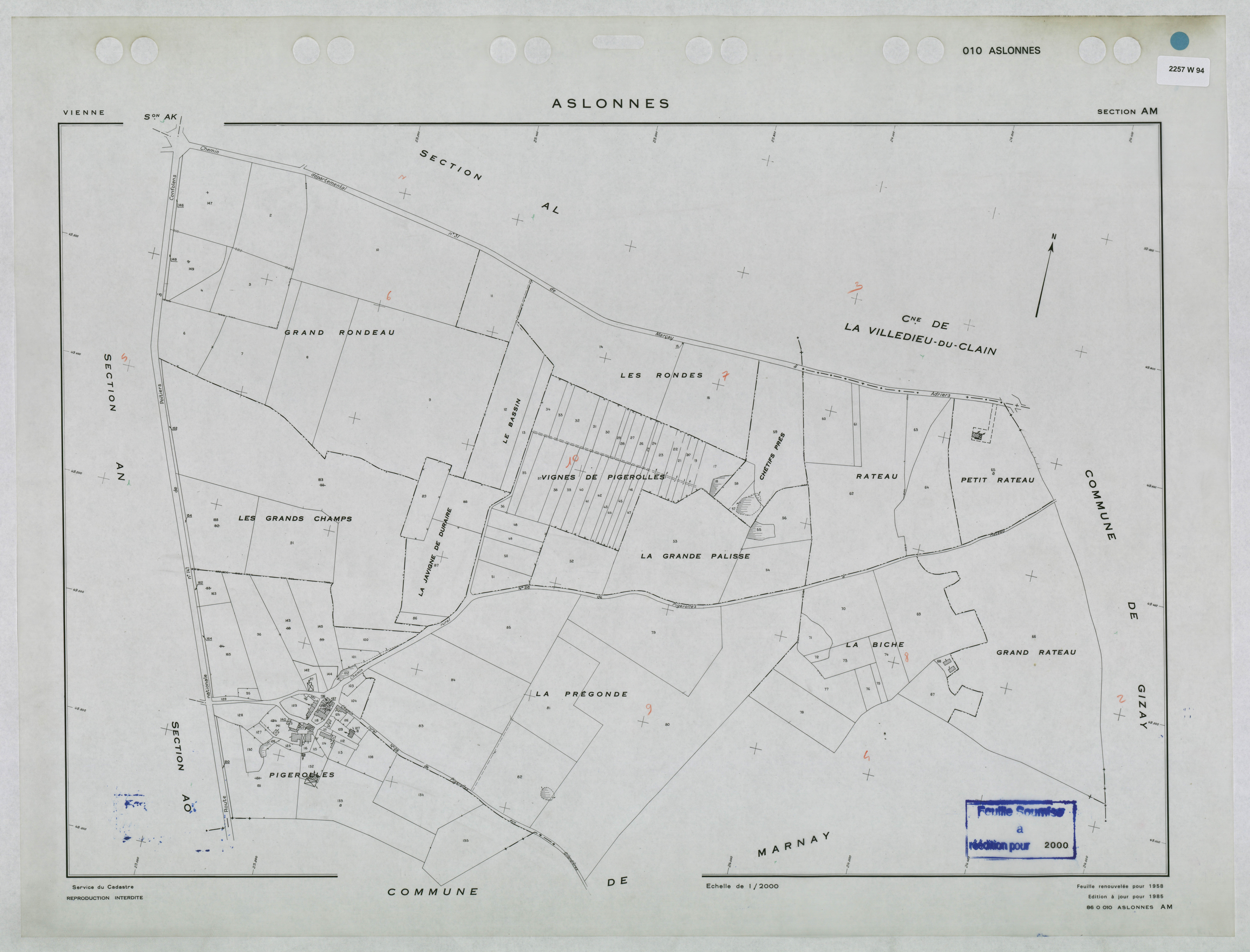 Aslonnes - FRAD086_cadastre Plans renouvelés 