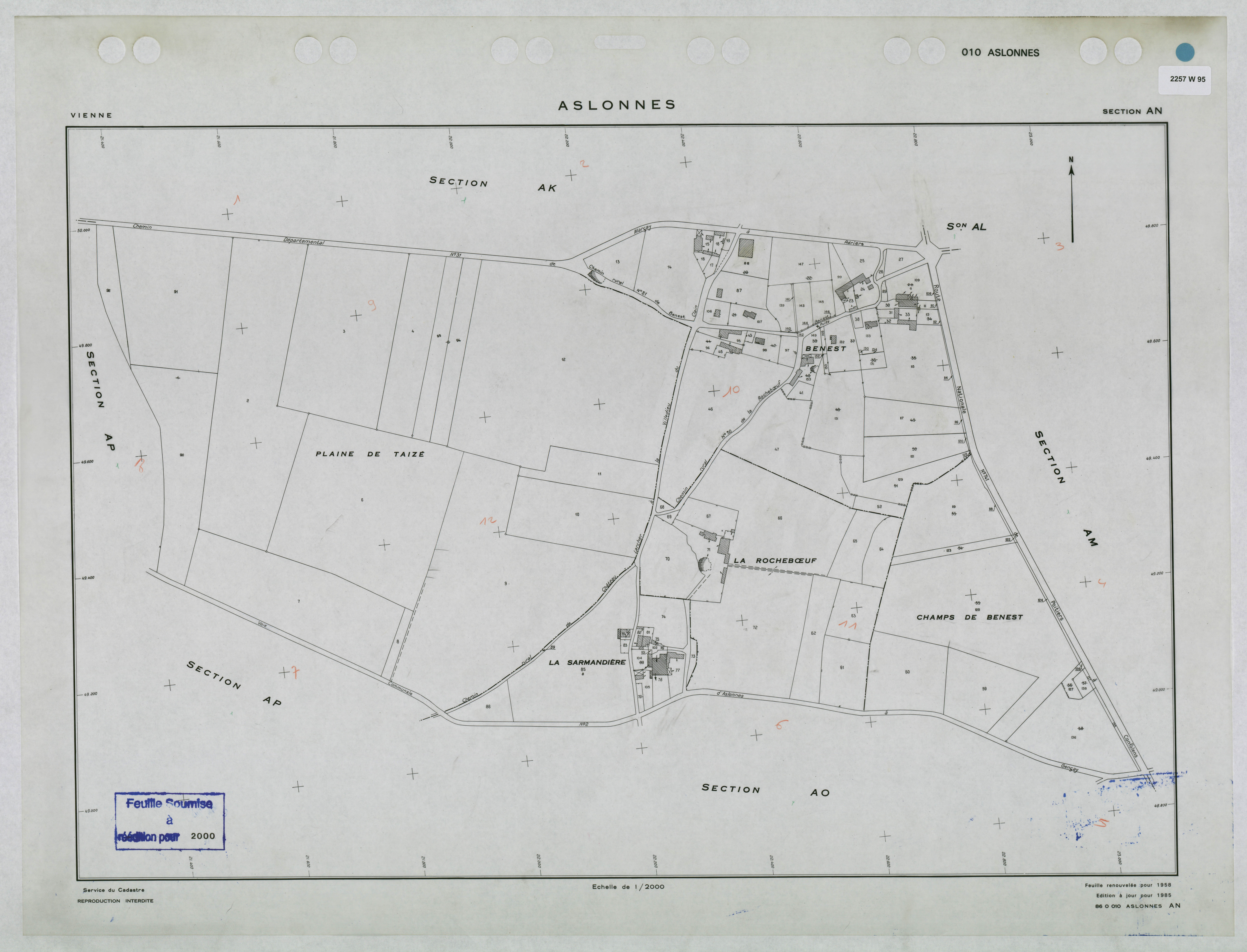 Aslonnes - FRAD086_cadastre Plans renouvelés 