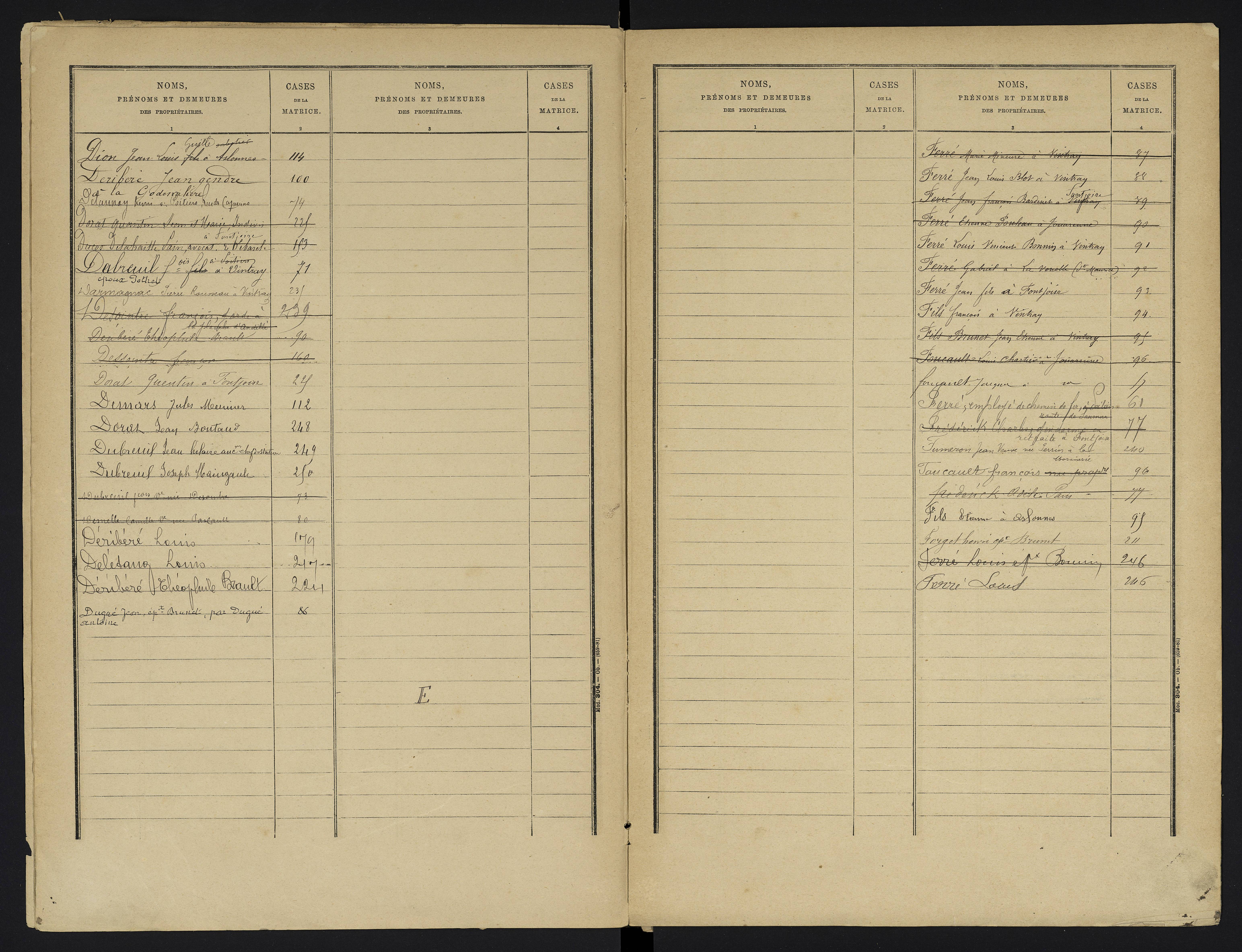 Aslonnes - FRAD086_cadastre Cases 1-256 