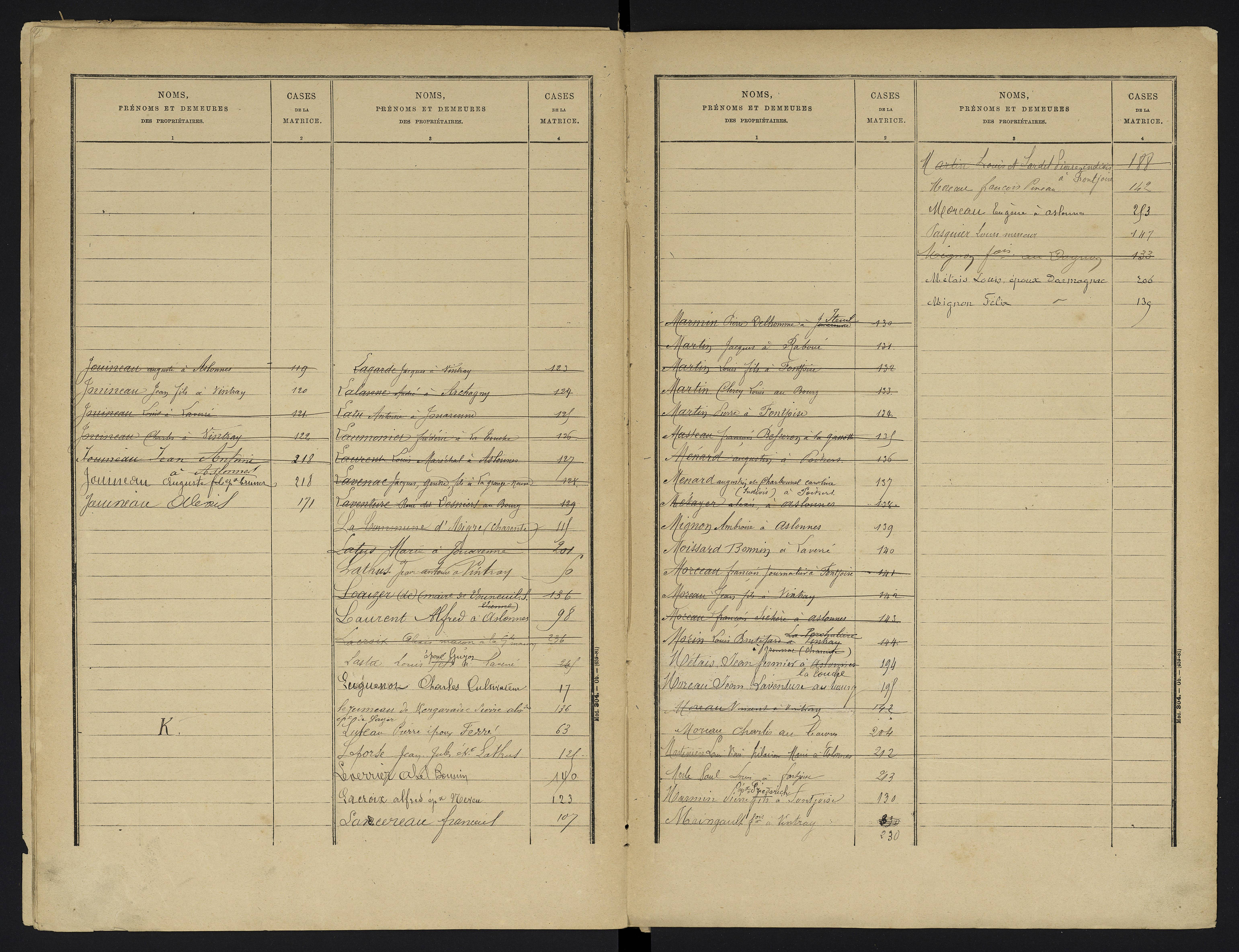 Aslonnes - FRAD086_cadastre Cases 1-256 