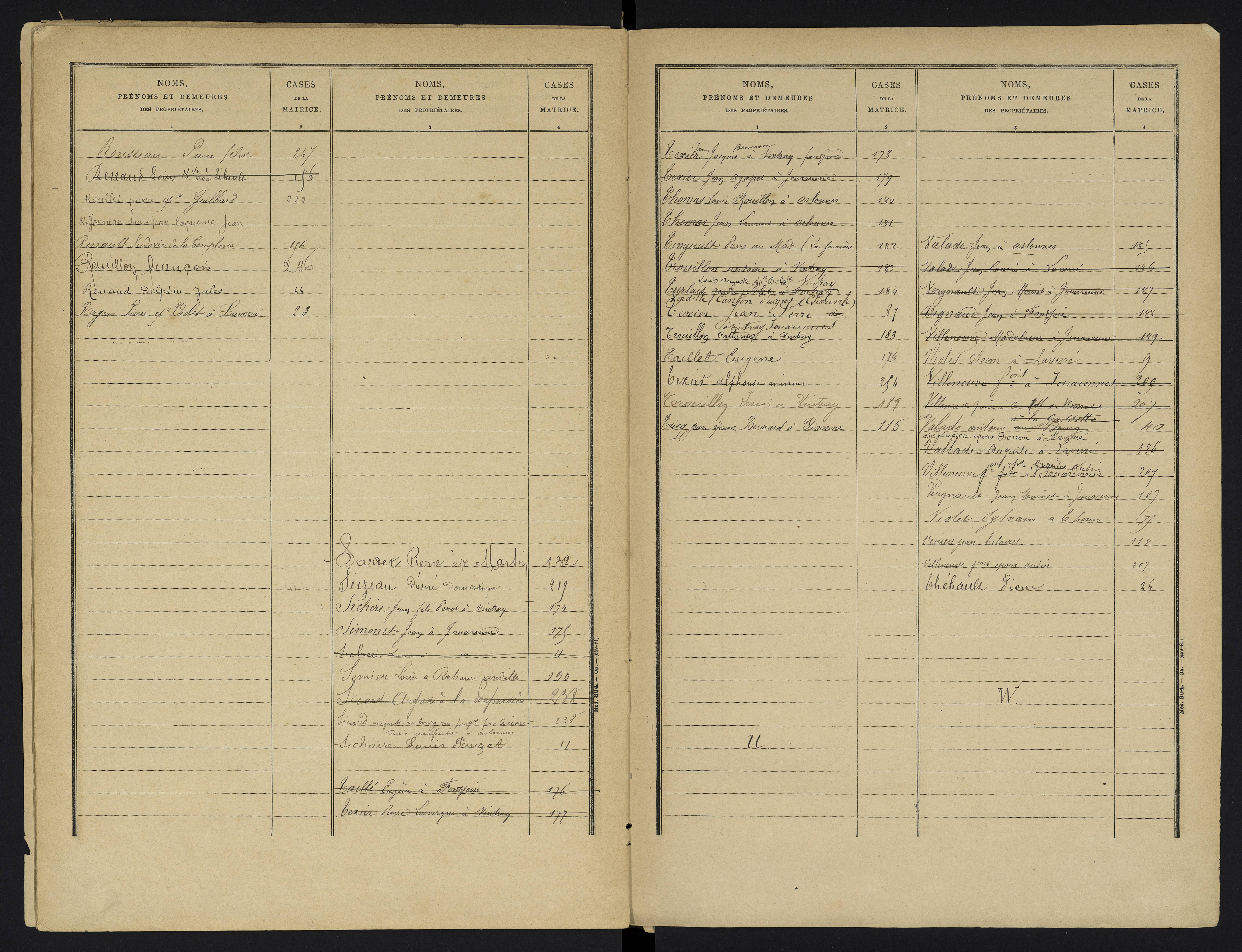 Aslonnes - FRAD086_cadastre Cases 1-256 