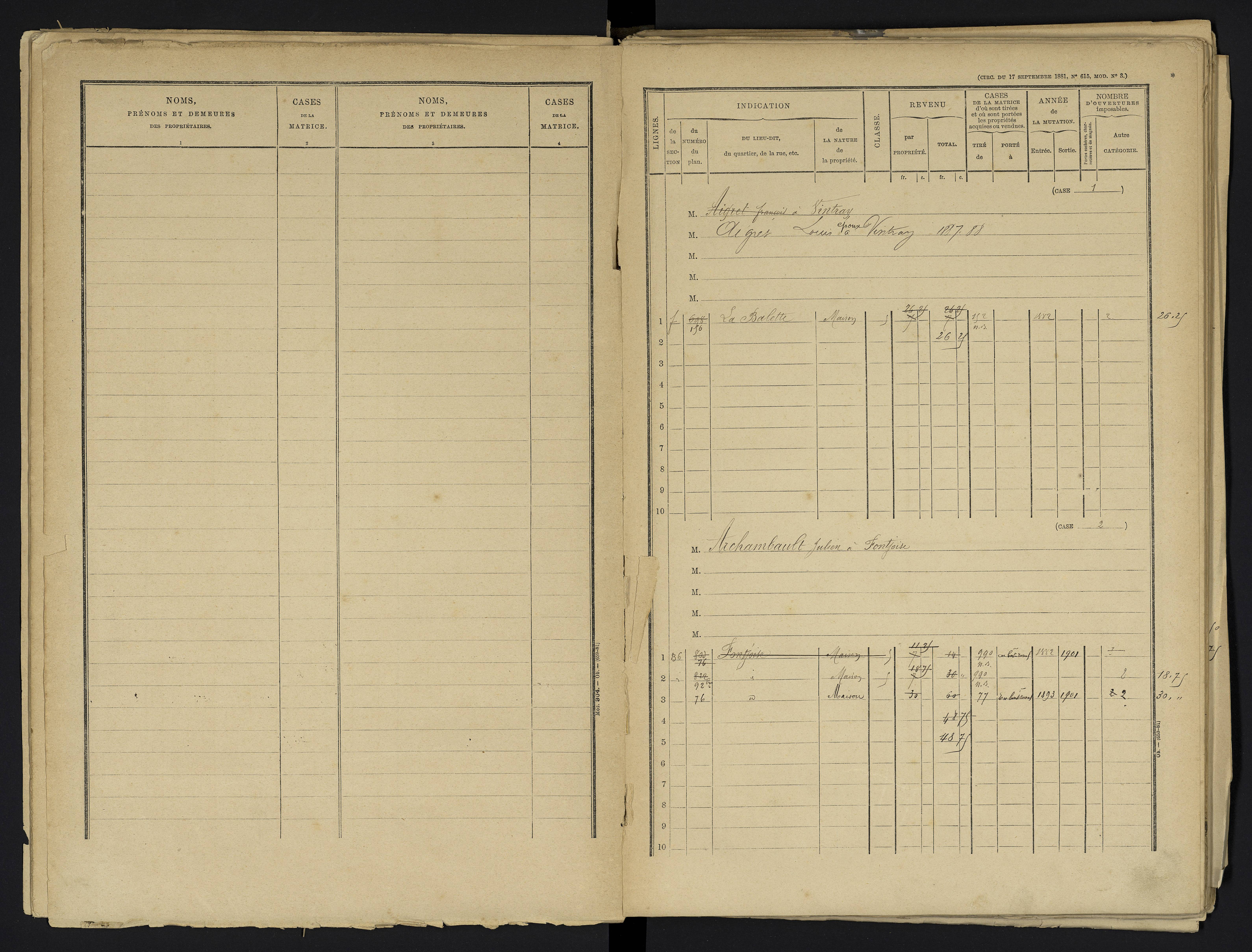 Aslonnes - FRAD086_cadastre Cases 1-256 